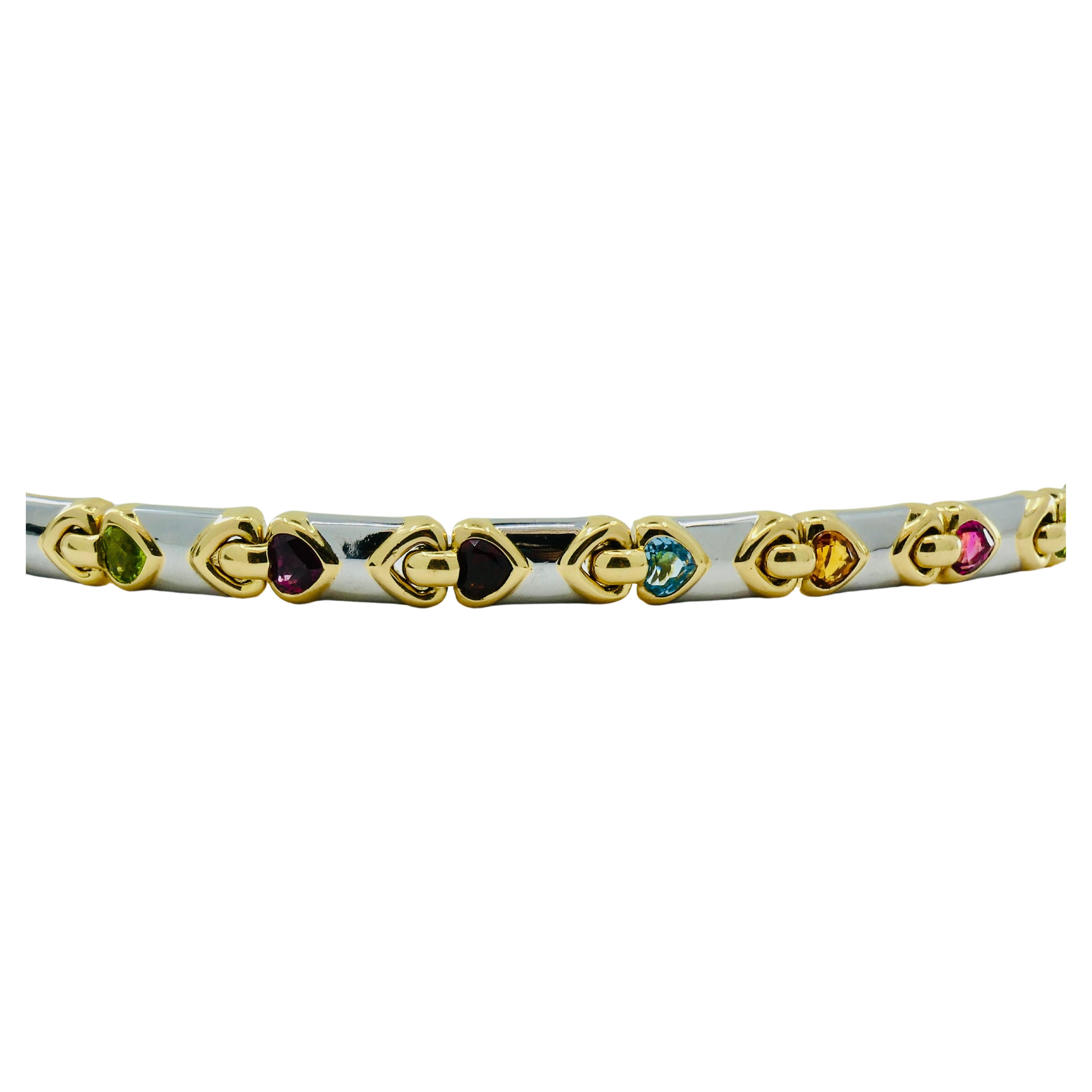 Bulgari Doppio Cuore Bracelet 18k Two-Tone Gold Gemstones 3