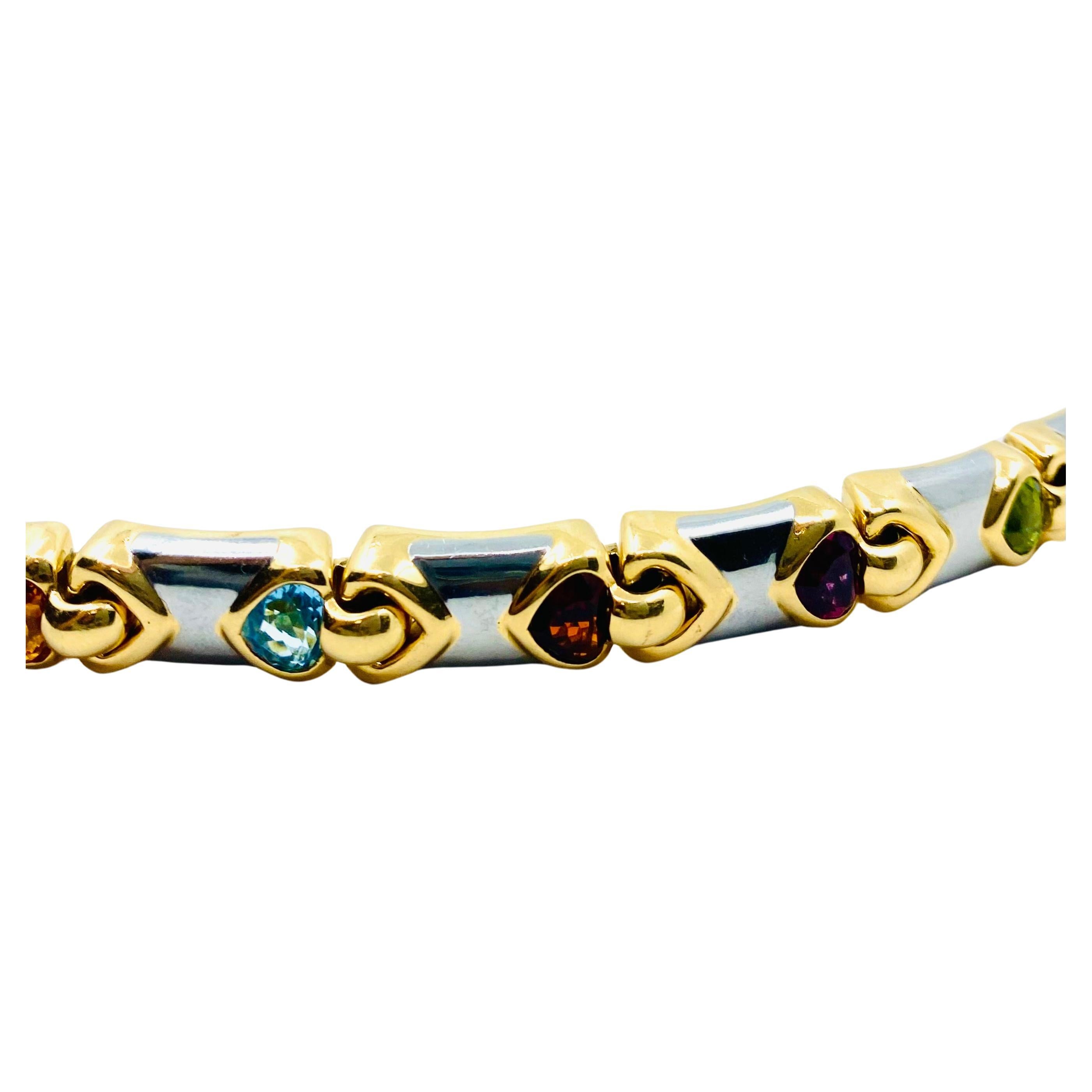 Bulgari Doppio Cuore Bracelet 18k Two-Tone Gold Gemstones 6