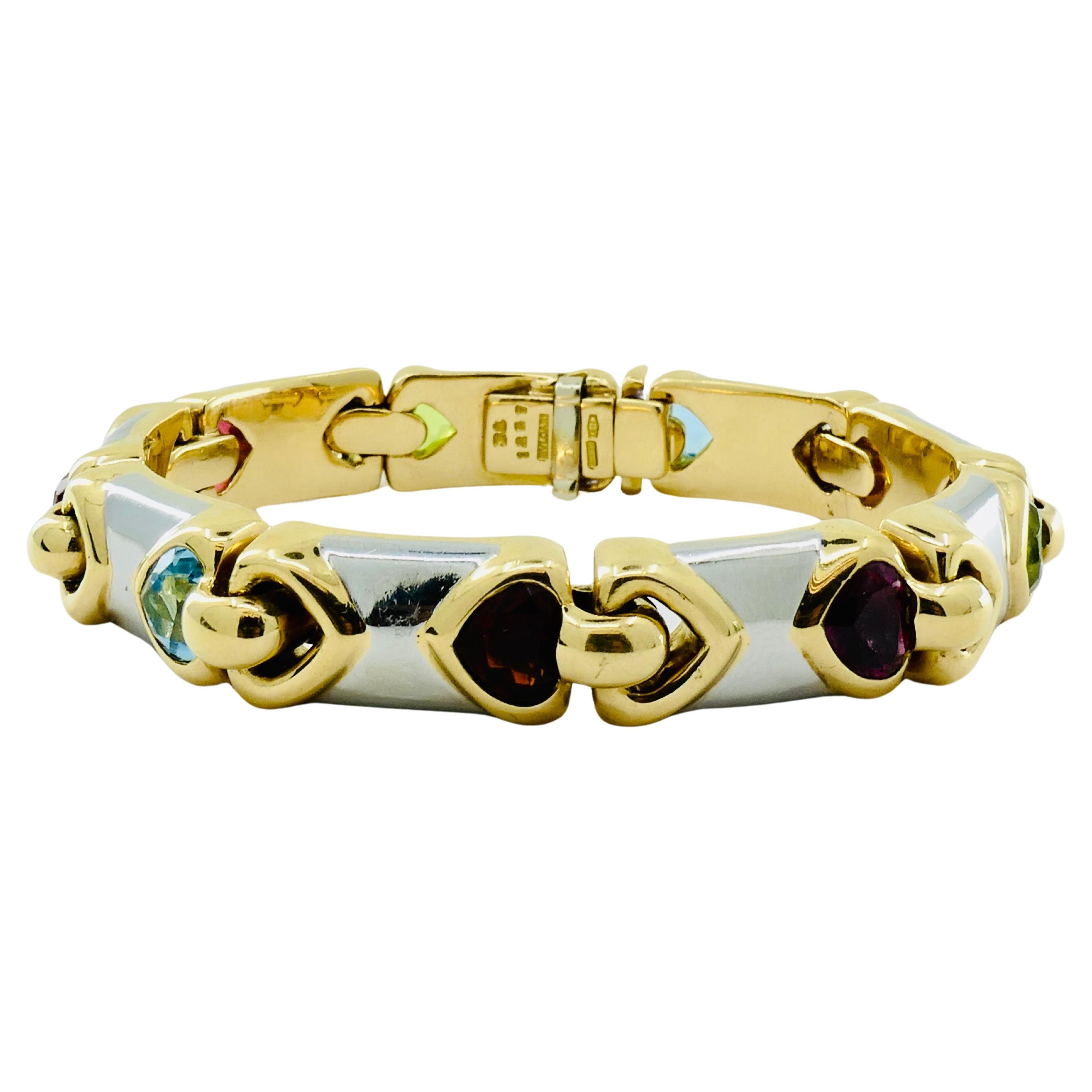 Bulgari Doppio Cuore Bracelet 18k Two-Tone Gold Gemstones 1