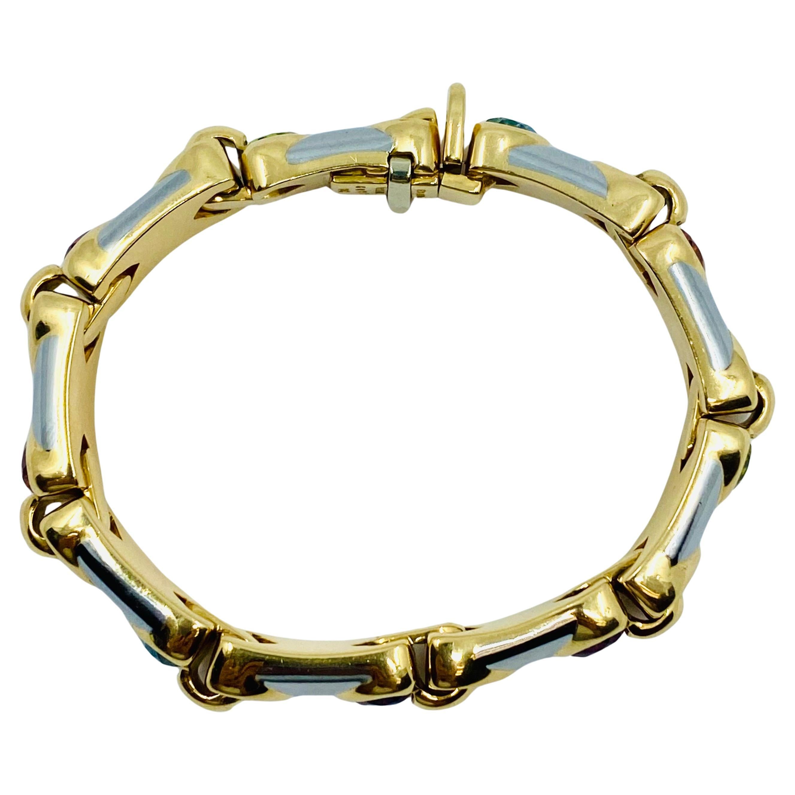 Bulgari Doppio Cuore Bracelet 18k Two-Tone Gold Gemstones 7