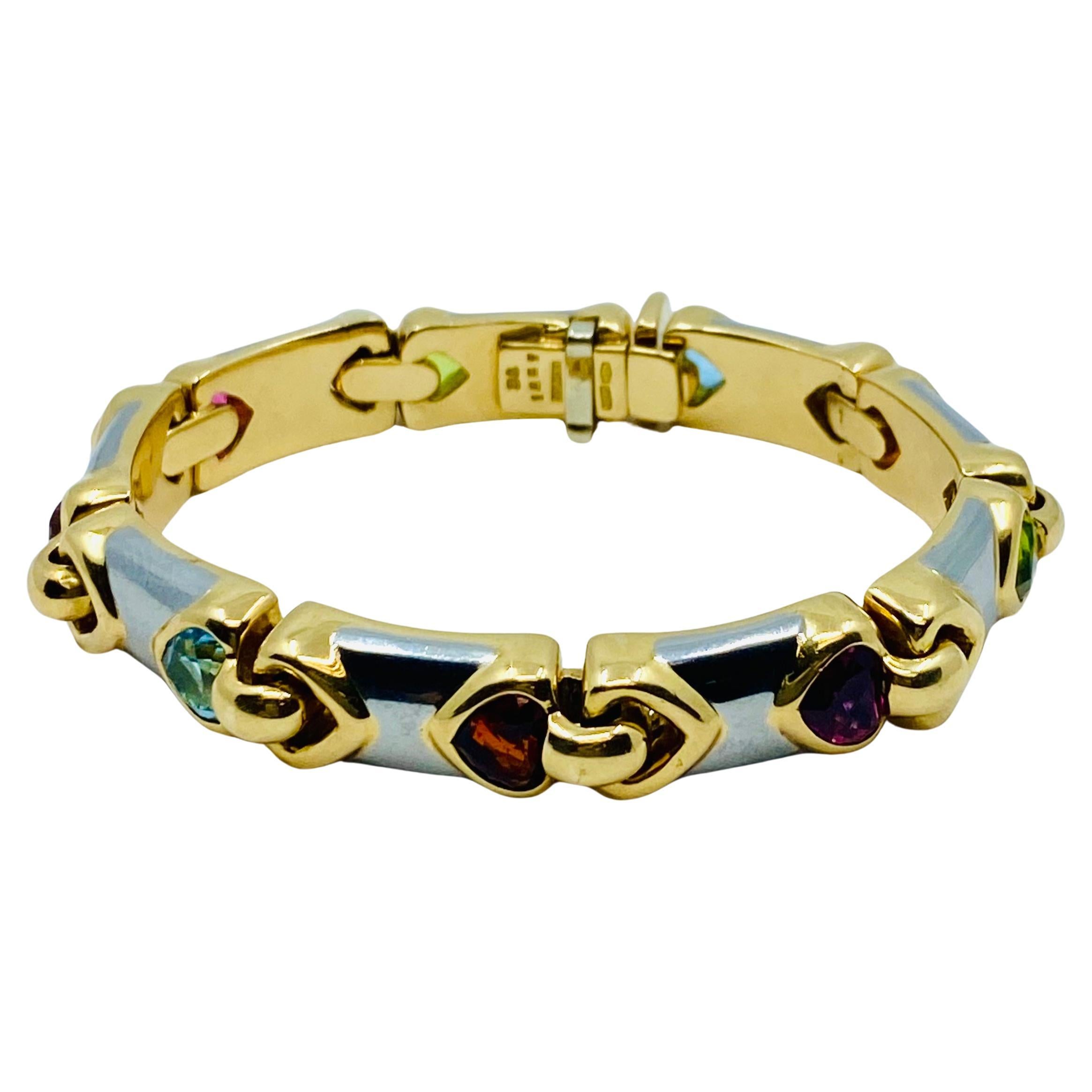 Bulgari Doppio Cuore Bracelet 18k Two-Tone Gold Gemstones 4