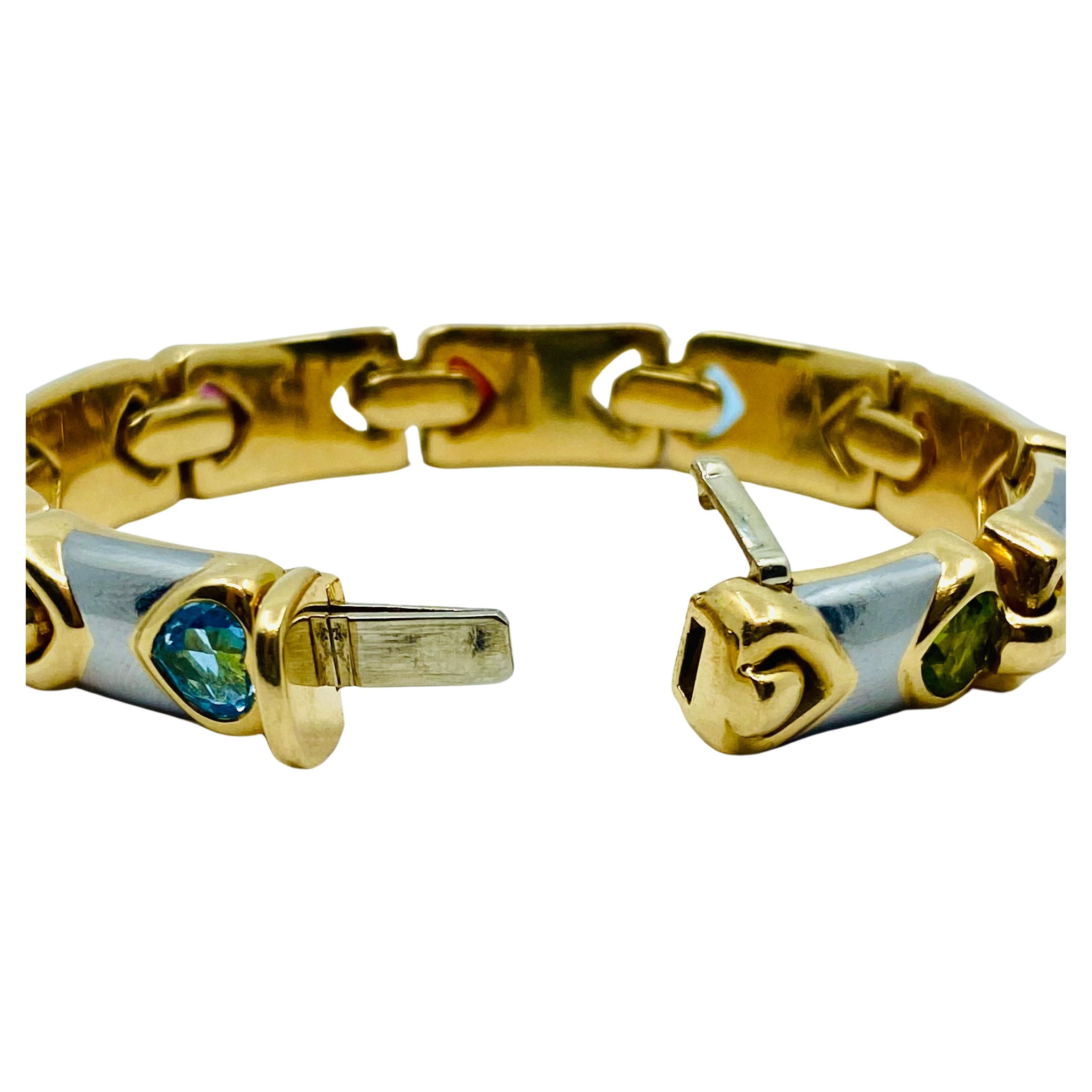 Bulgari Doppio Cuore Bracelet 18k Two-Tone Gold Gemstones 8