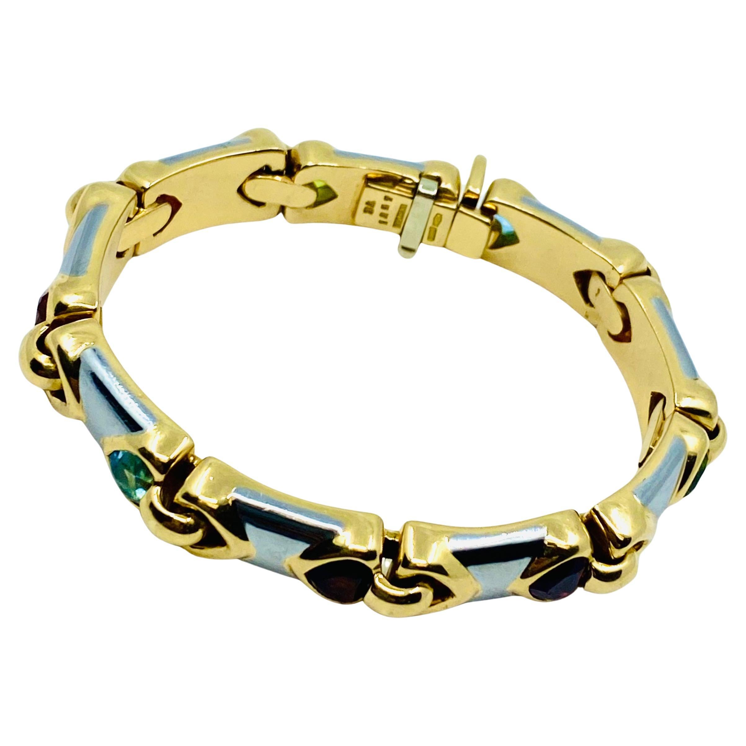 Bulgari Doppio Cuore Bracelet 18k Two-Tone Gold Gemstones