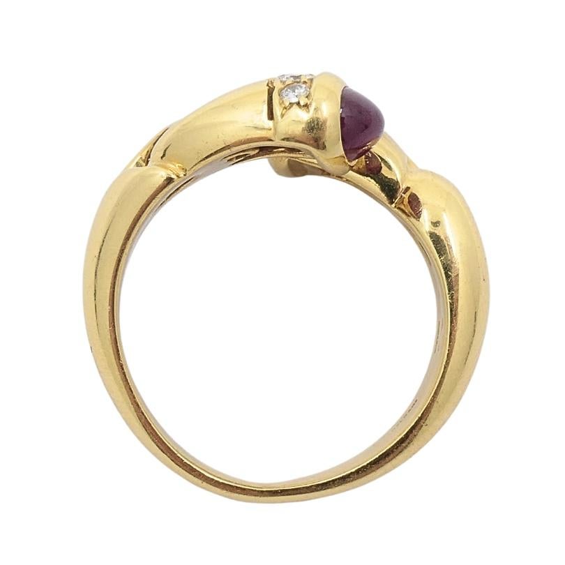 Bulgari Doppio Cuore Bypass Ring Gold Diamond Gemstones 2