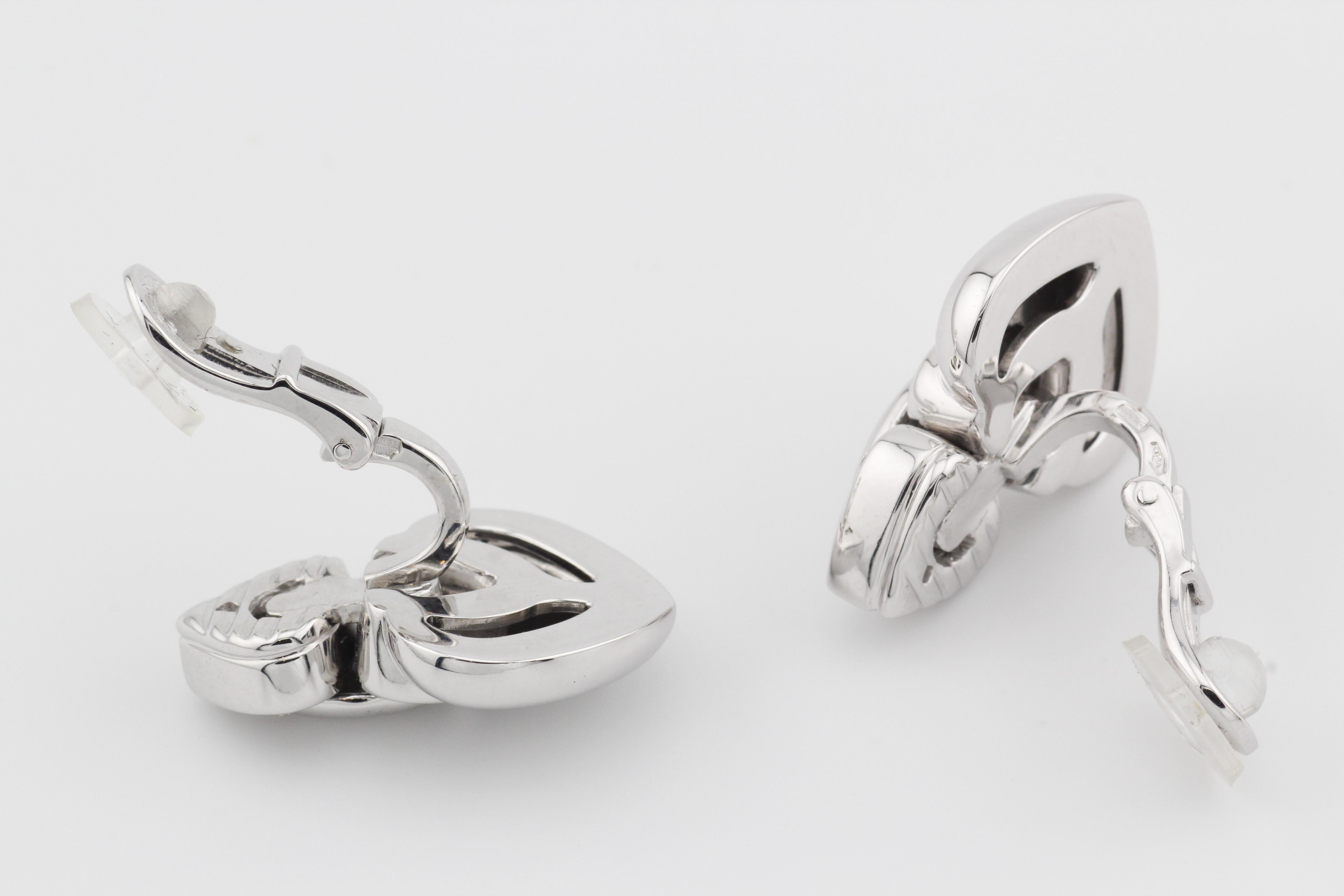 Bulgari Doppio Cuore Diamond 18k White Gold Earrings For Sale 2