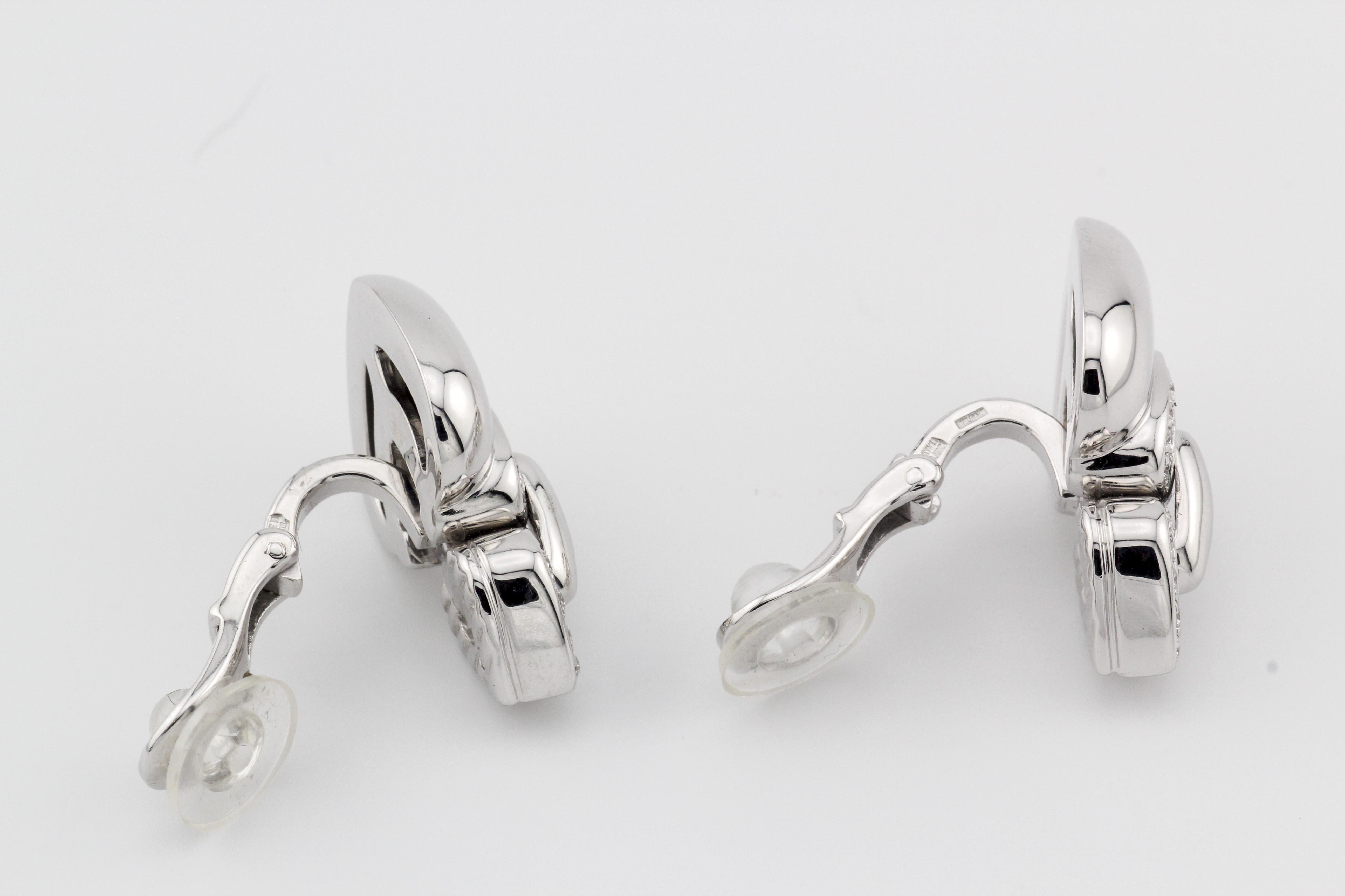 Bulgari Doppio Cuore Diamond 18k White Gold Earrings For Sale 3