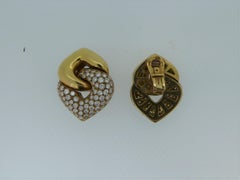 Bulgari "Doppio Cuore" Diamond and 18 Carat Yellow Gold Ear Clip Earrings
