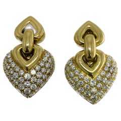 Vintage Bulgari Doppio Cuore Diamond Earrings 