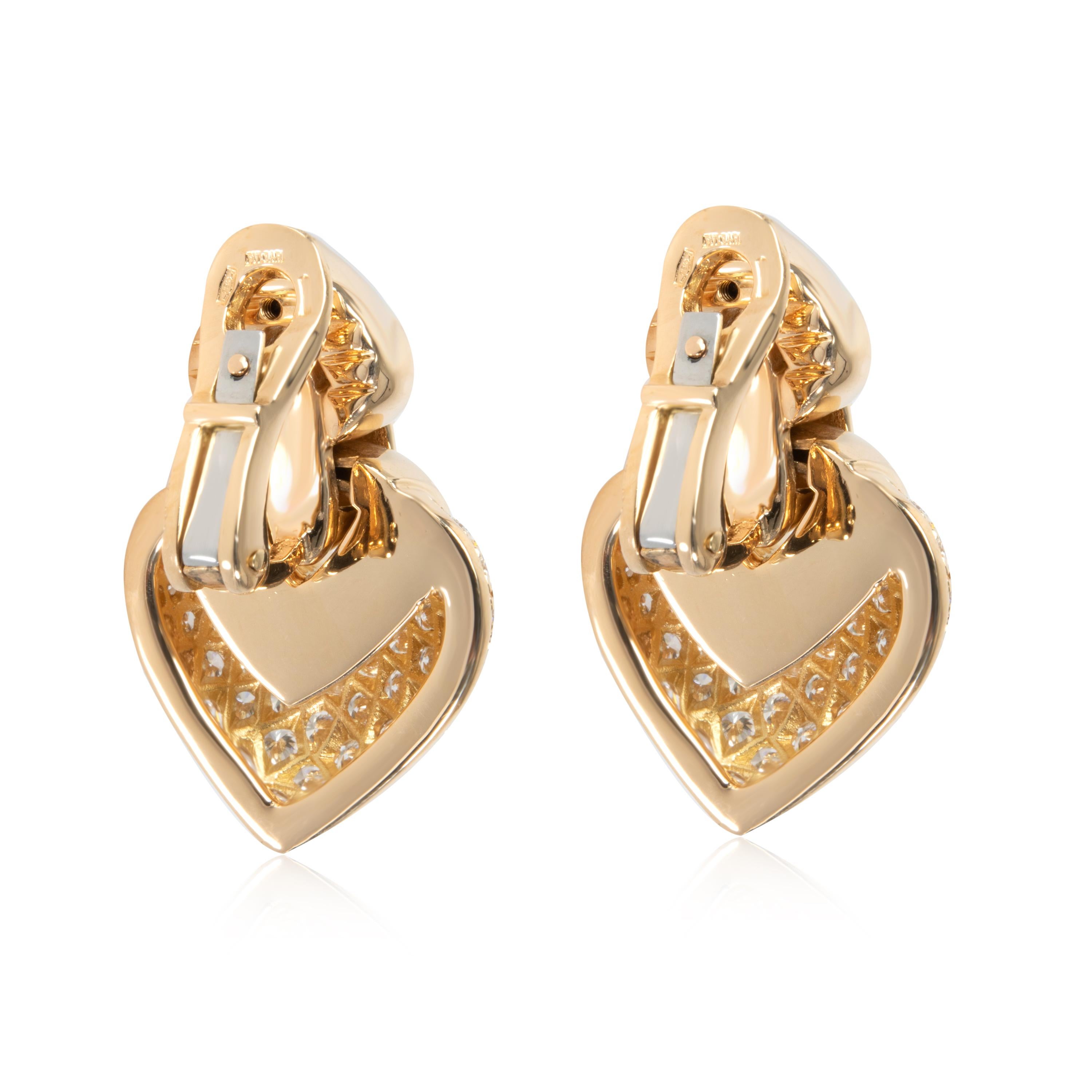Modern Bulgari Doppio Cuore Diamond Earrings in 18 Karat Yellow Gold 3.00 Carat