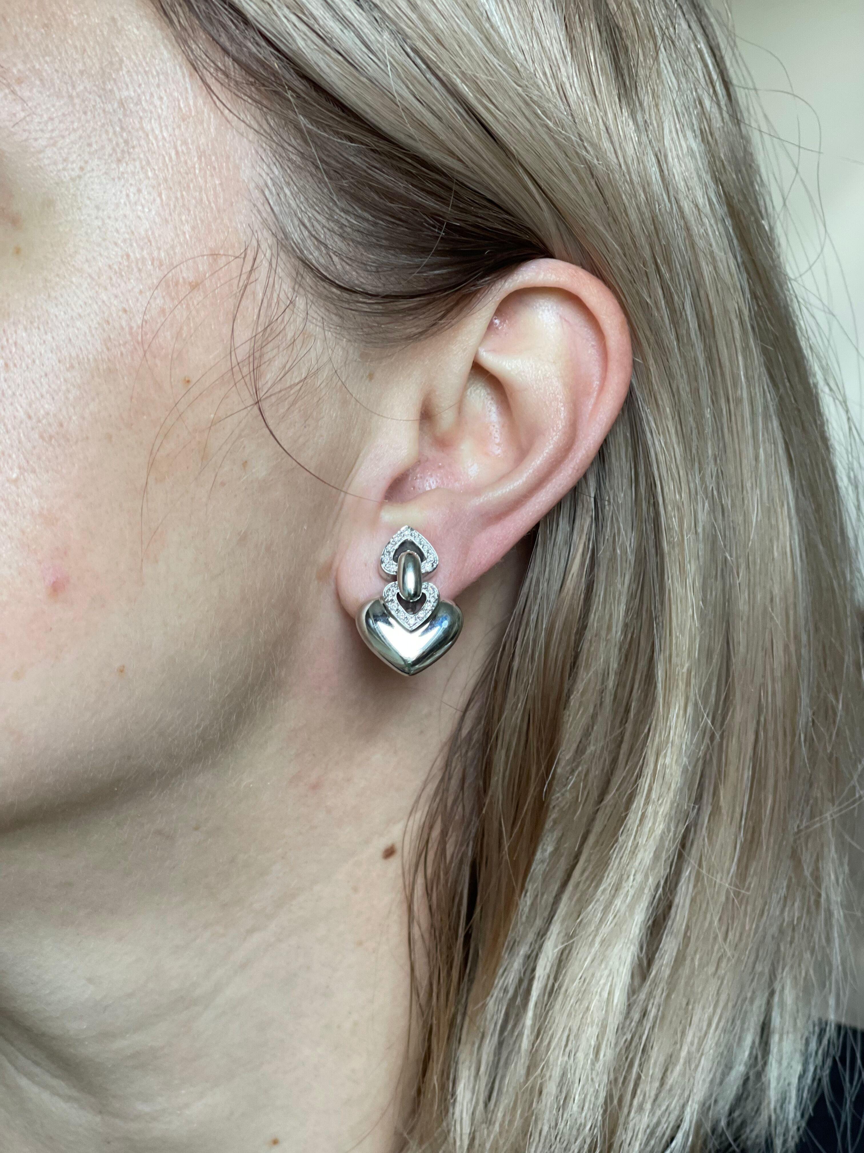 Pendientes de oro con diamantes Bulgari Doppio Cuore en venta 1