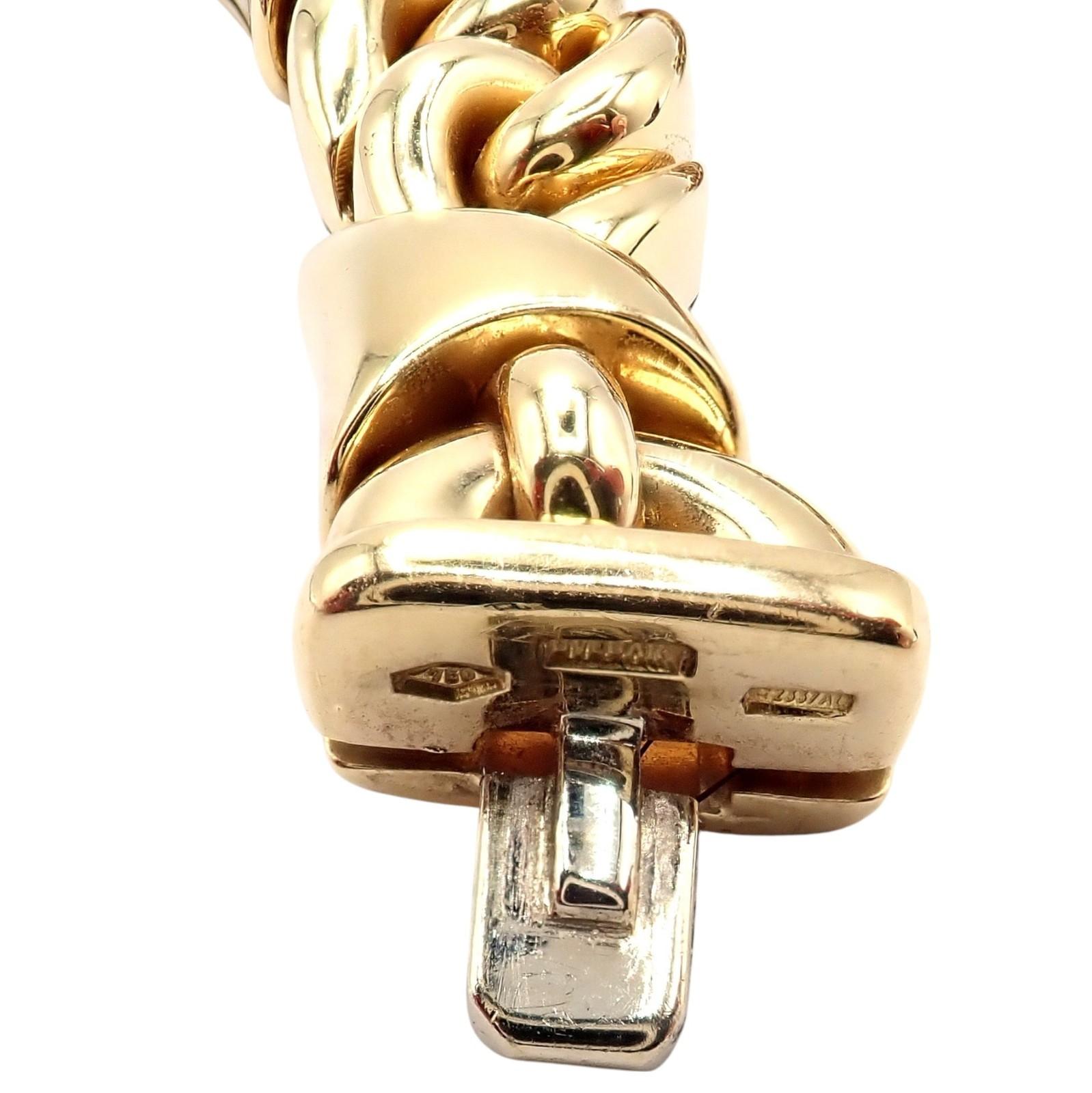 Bulgari - Collier à maillons en or jaune Doppio Cuore avec cœur en diamants en vente 4