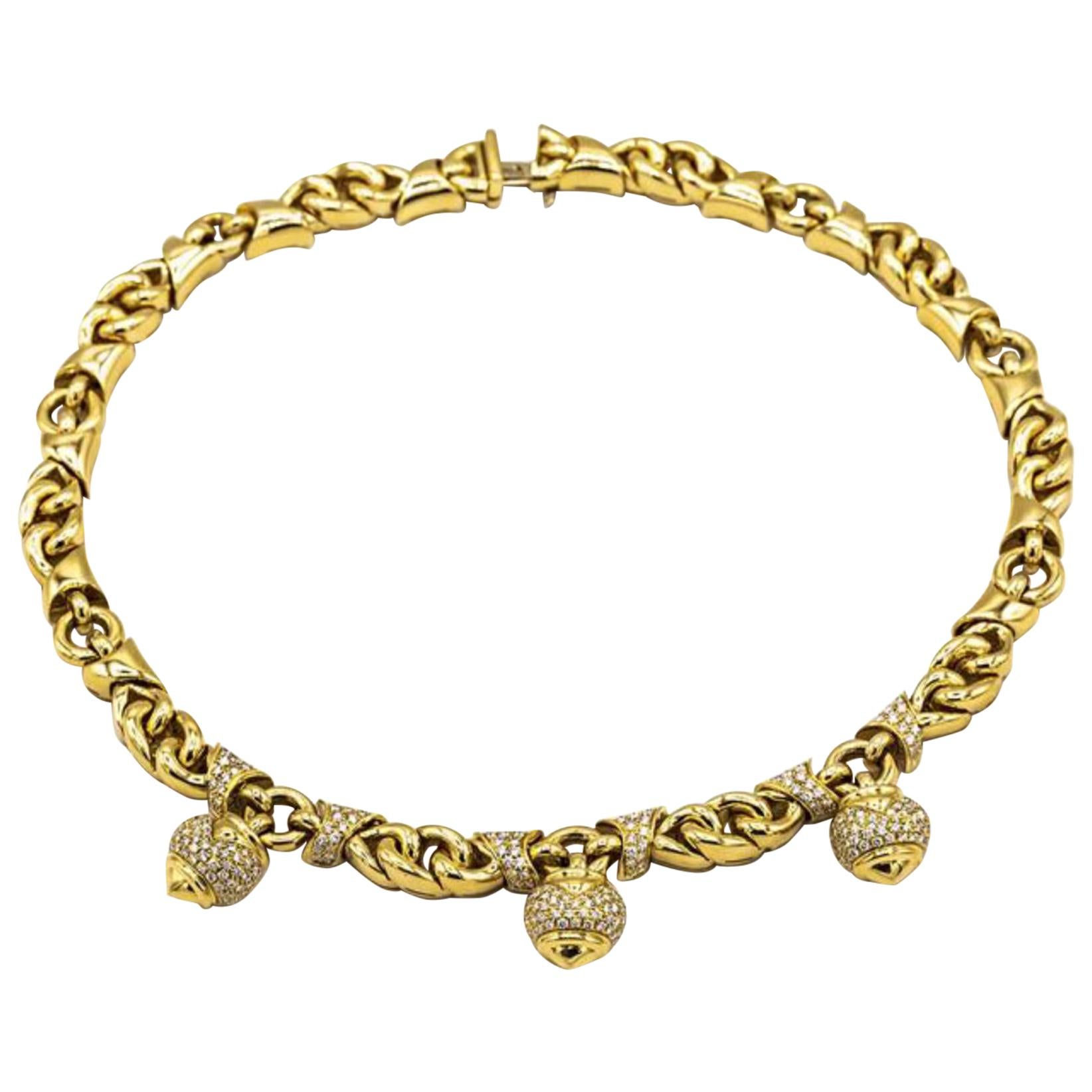 Bulgari Doppio Cuore Diamond Heart Yellow Gold Necklace