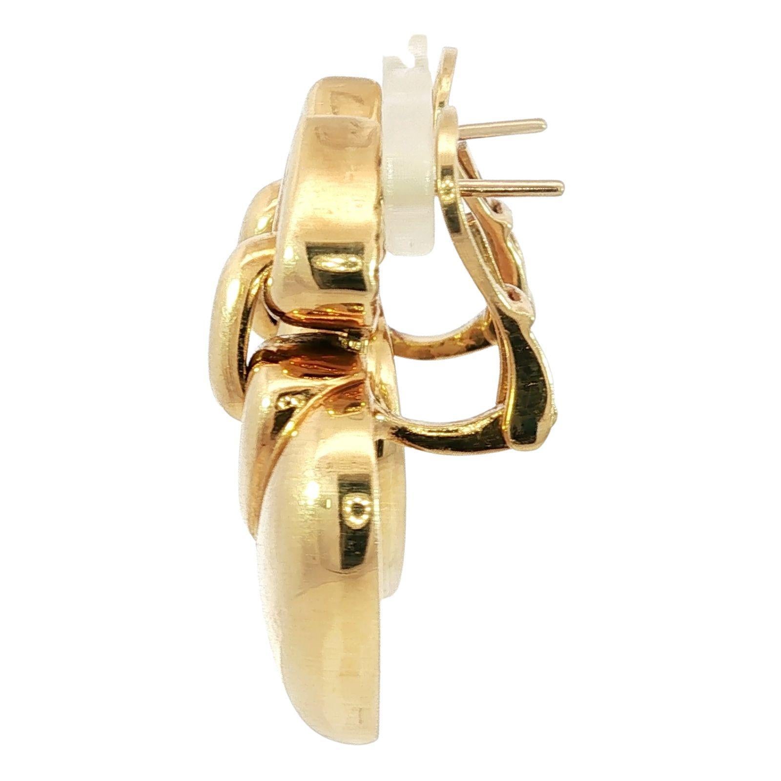Orecchini Bulgari Doppio Cuore in oro giallo 18 carati con motivo a cuore In condizioni ottime in vendita a Fairfield, CT
