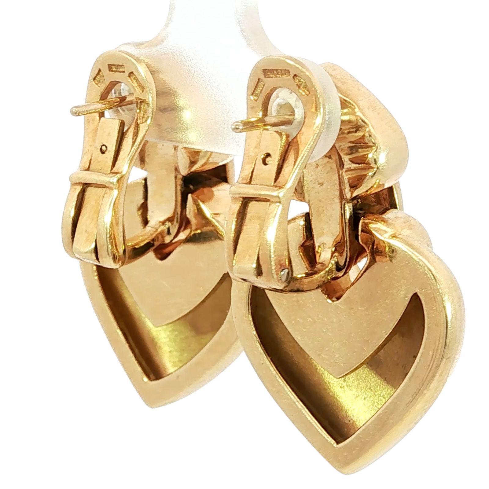 Orecchini Bulgari Doppio Cuore in oro giallo 18 carati con motivo a cuore in vendita 2