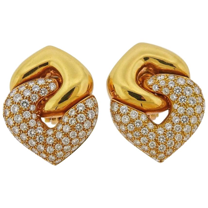 Bulgari Doppio Cuore Gold Diamond Earrings