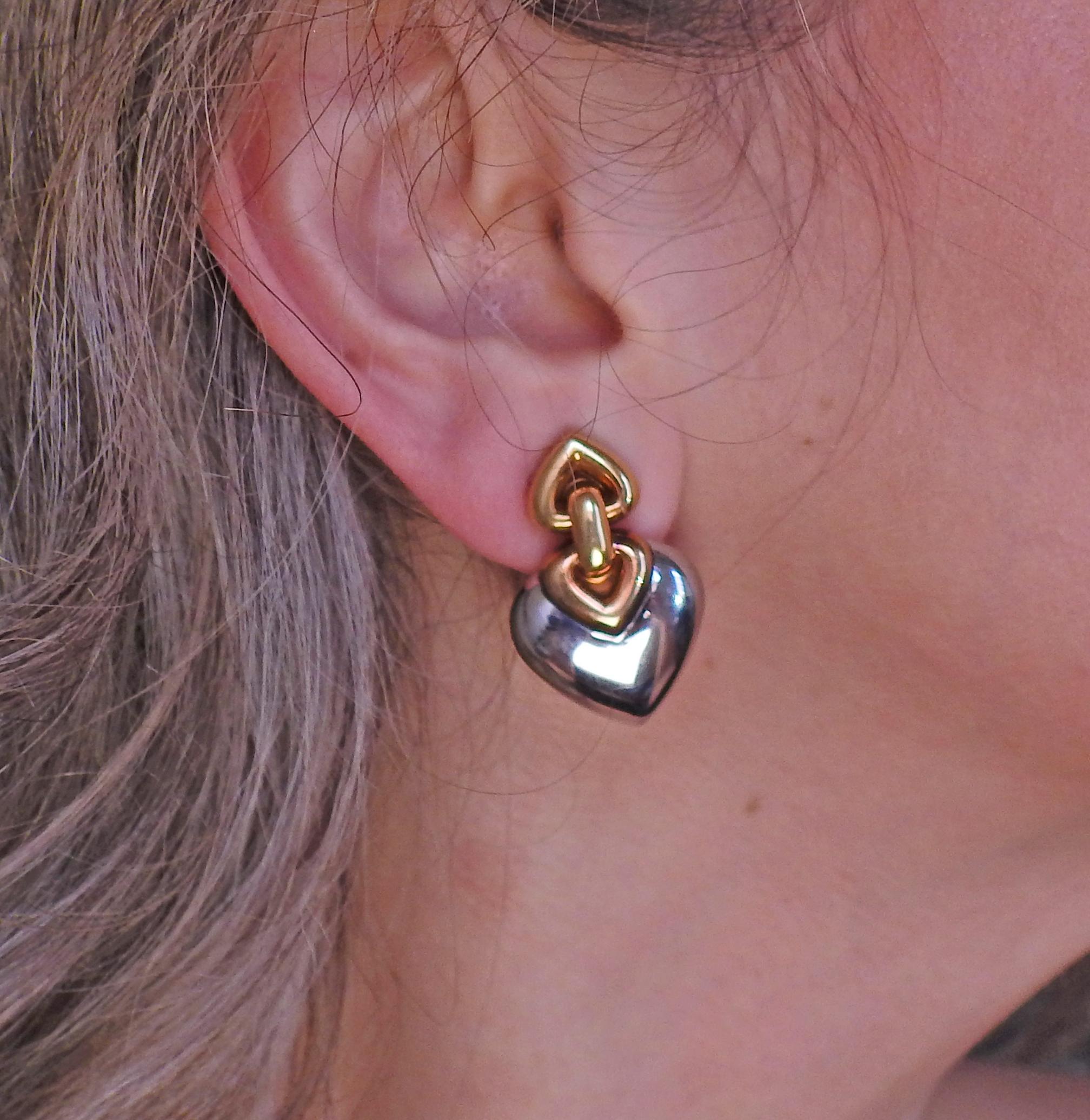 Bulgari Doppio Cuore Gold Steel Earrings 1