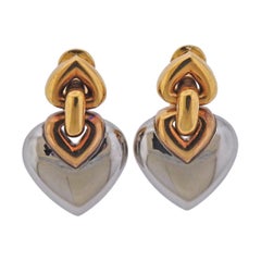 Bulgari Doppio Cuore Gold Steel Earrings