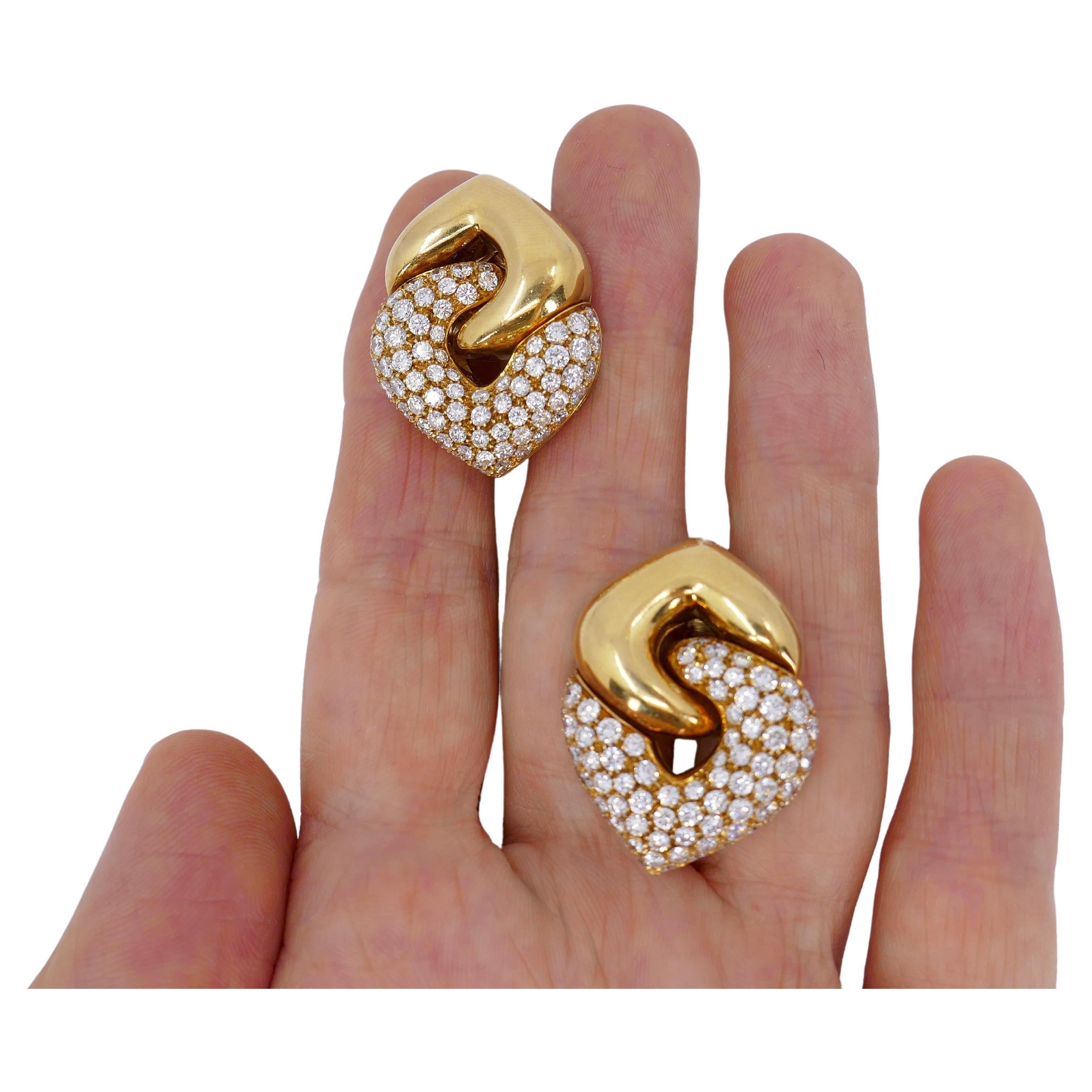 Bulgari Doppio Cuore Large Diamond Earrings For Sale 2