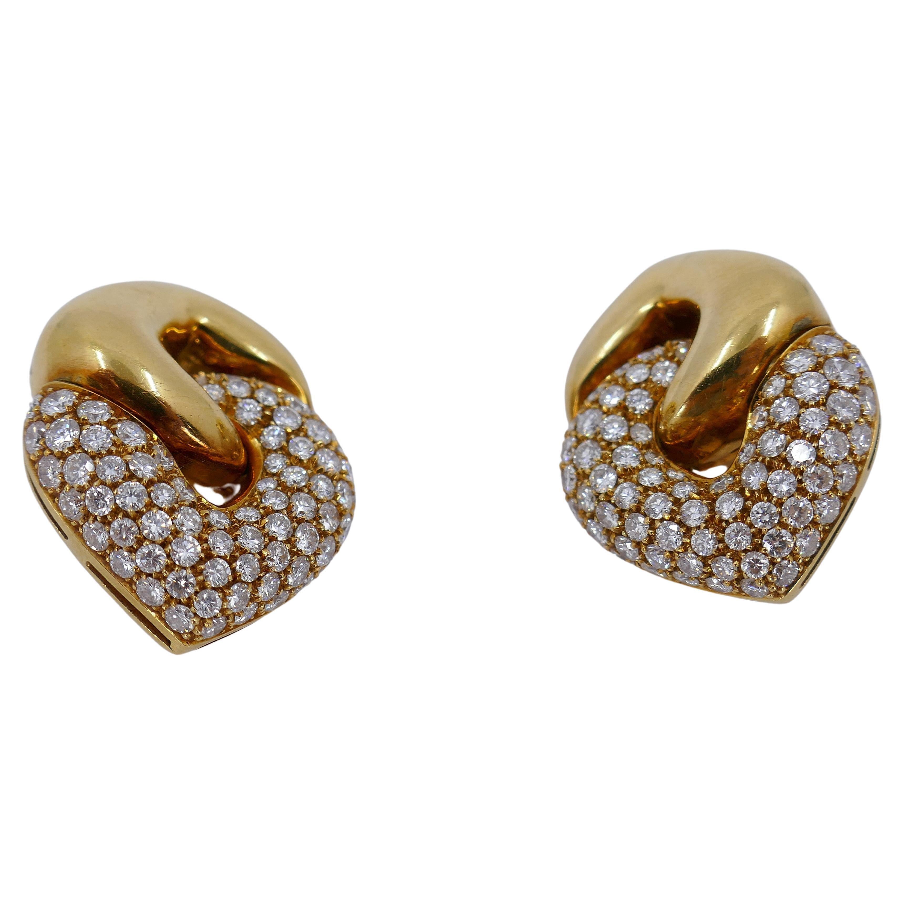Bulgari Doppio Cuore Large Diamond Earrings For Sale 3