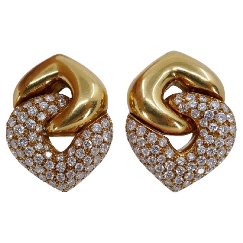 Bulgari Doppio Cuore Large Diamond Earrings For Sale