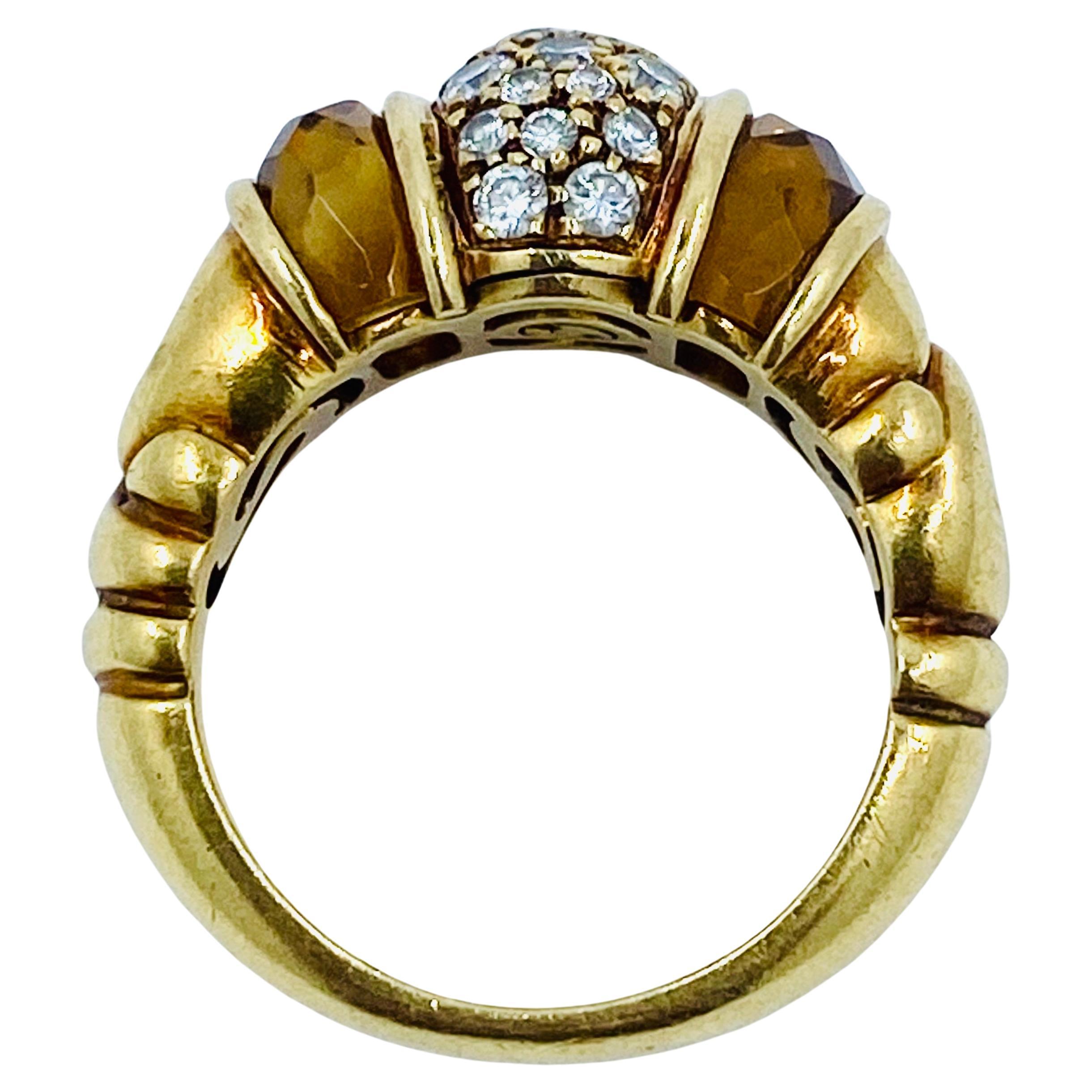 Women's Bulgari Doppio Cuore Ring Diamond Citrine For Sale