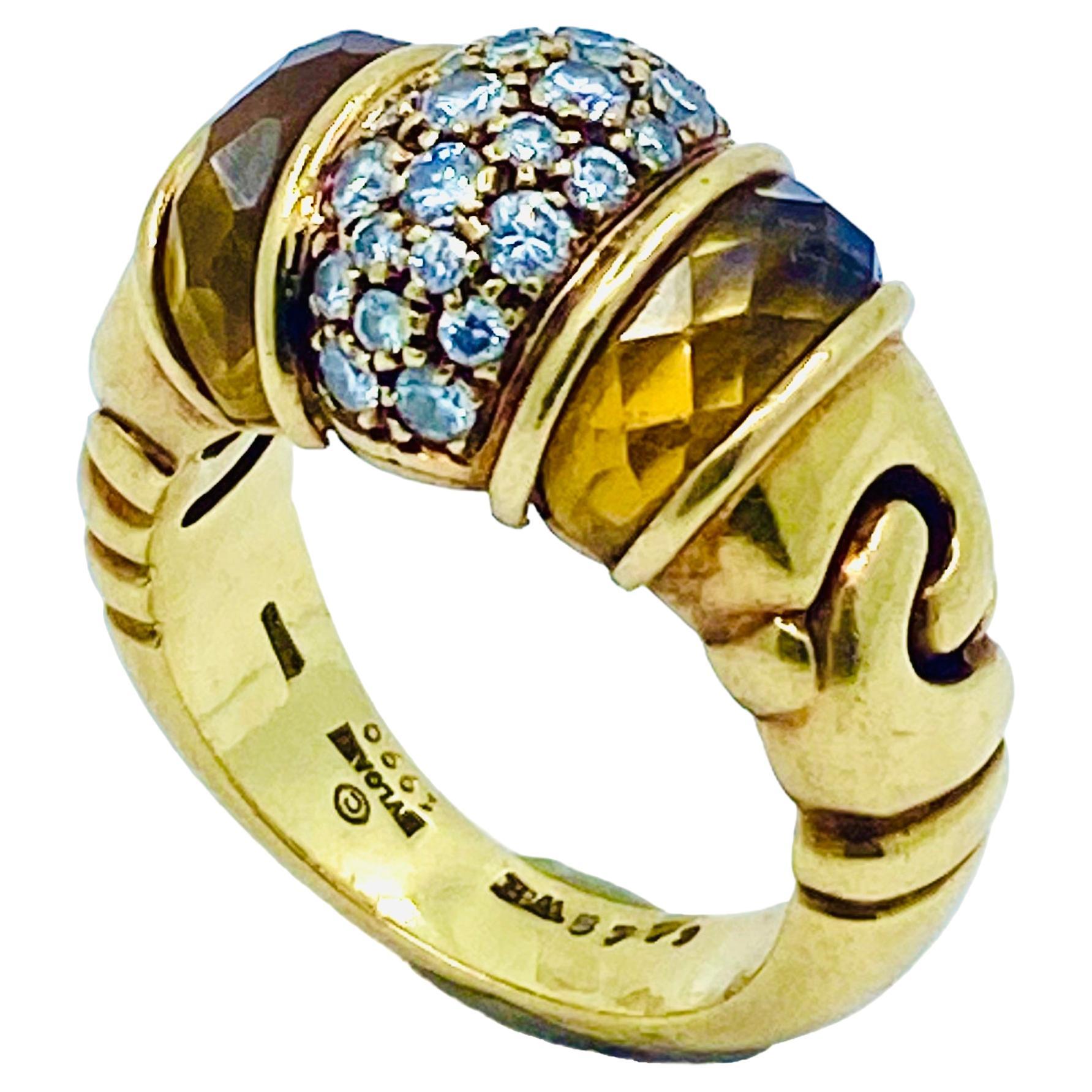 Bulgari Doppio Cuore Ring Diamond Citrine For Sale