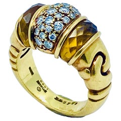 Vintage Bulgari Doppio Cuore Ring Diamond Citrine