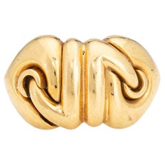 Bulgari Doppio Cuore Ring Vintage 18k Yellow Gold Sz 6.5 Fine Signed Jewelry