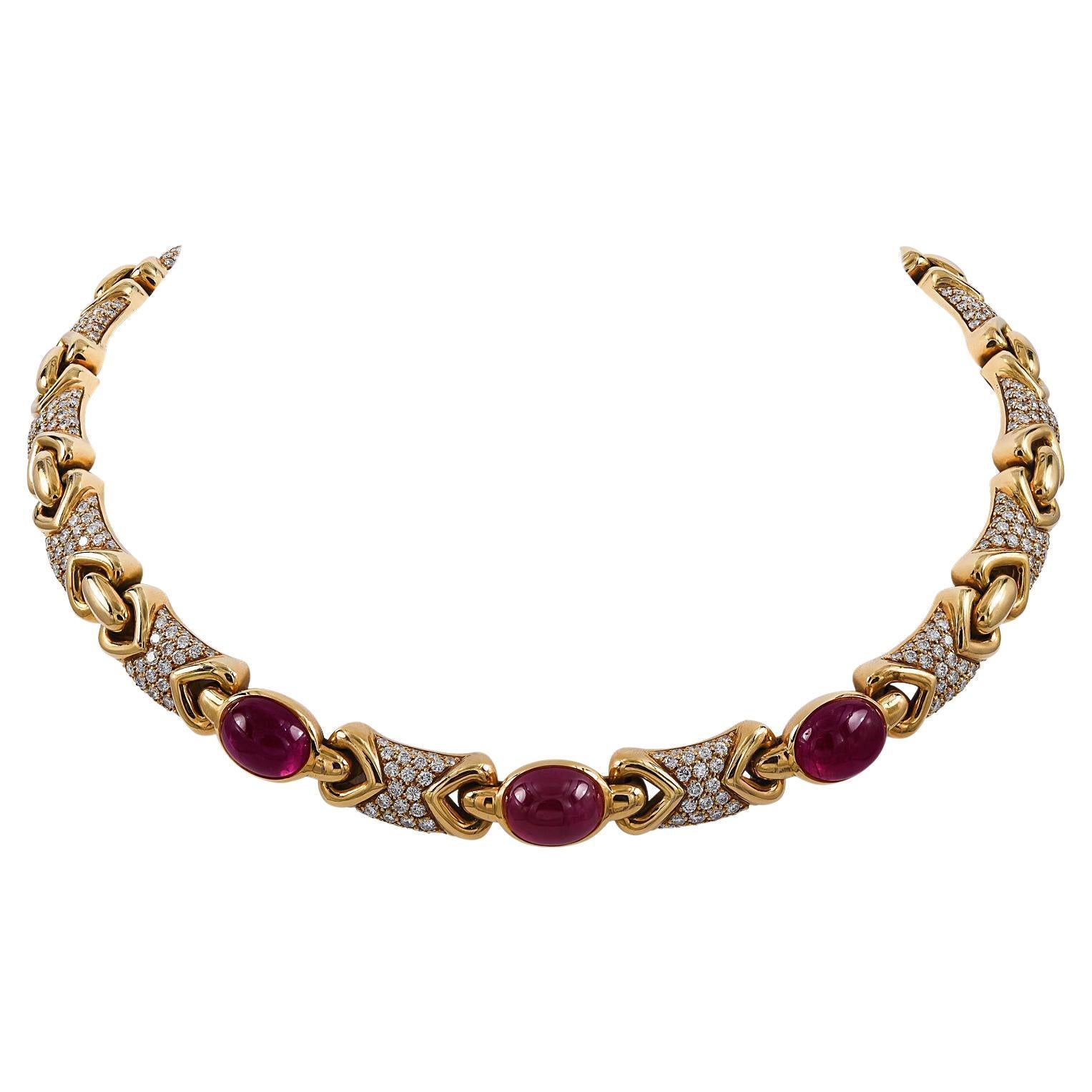 Bulgari 'Doppio Cuore' Ruby Diamond Choker Necklace, circa 1980s