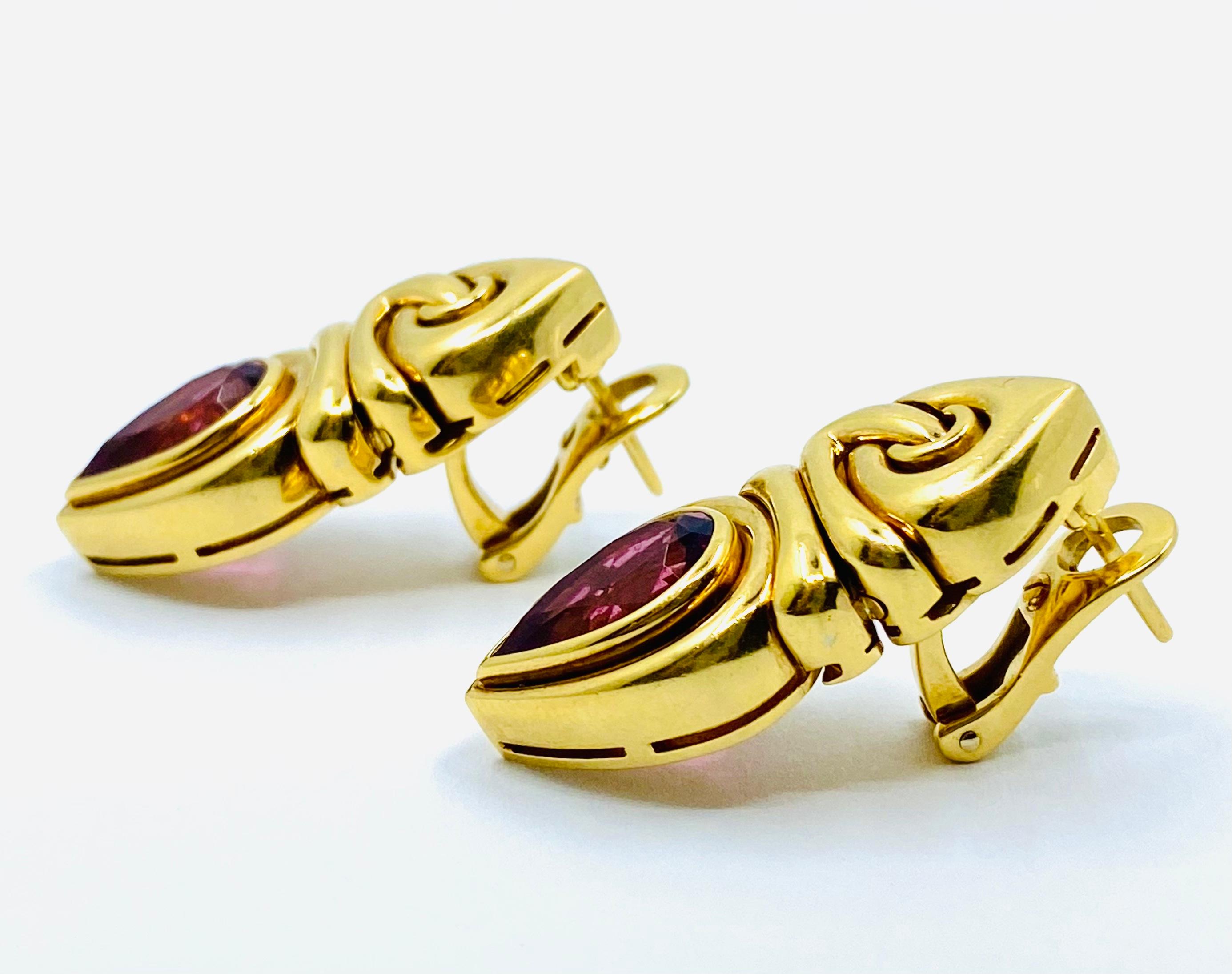 Pear Cut Bulgari Doppio Cuore Tourmaline Earrings