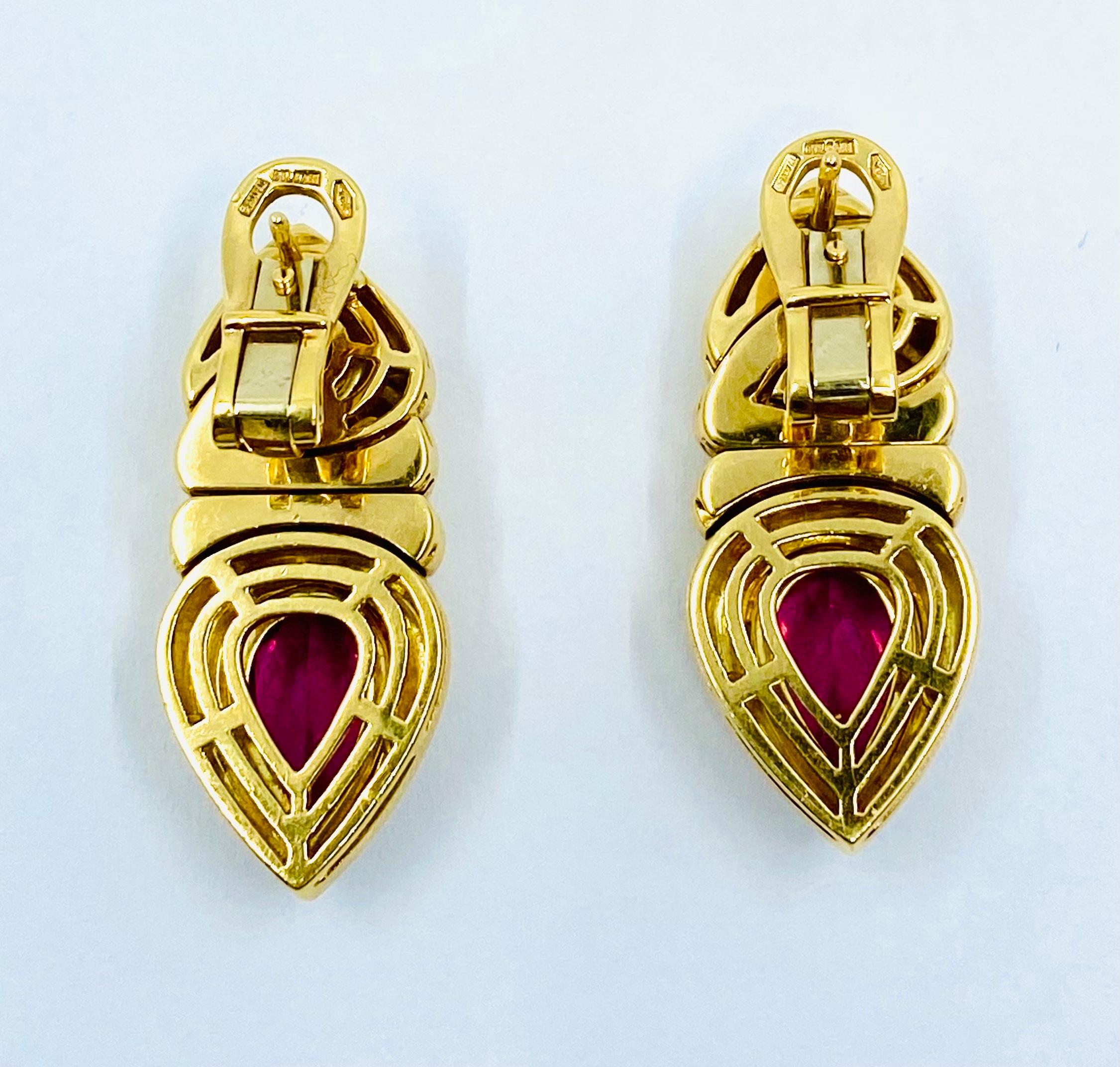 Bulgari Doppio Cuore Tourmaline Earrings In Excellent Condition In Beverly Hills, CA