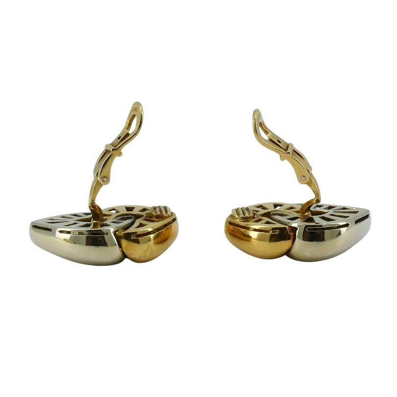 Women's Bulgari Doppio Cuore Two-tone 18k Gold Clip Earrings