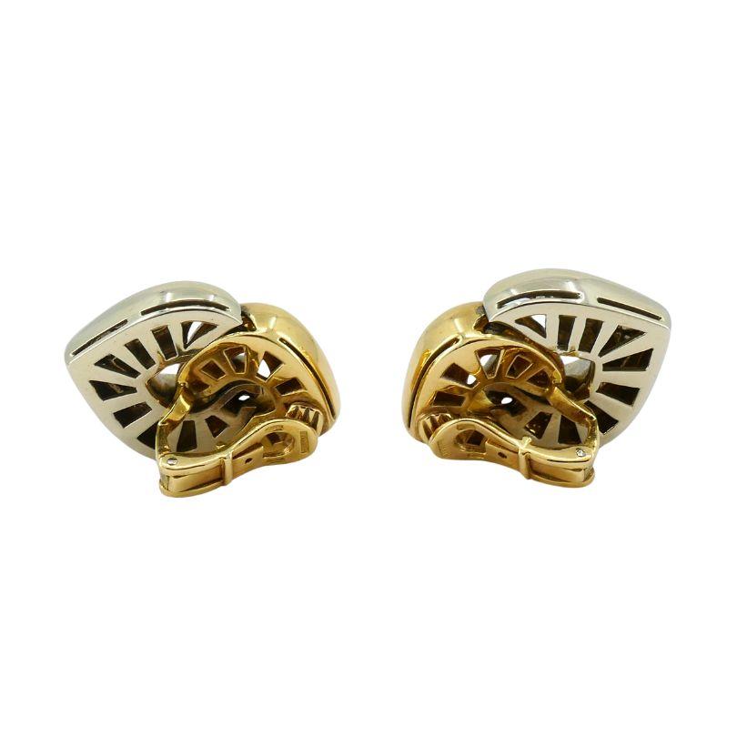 Bulgari Doppio Cuore Two-tone 18k Gold Clip Earrings 2