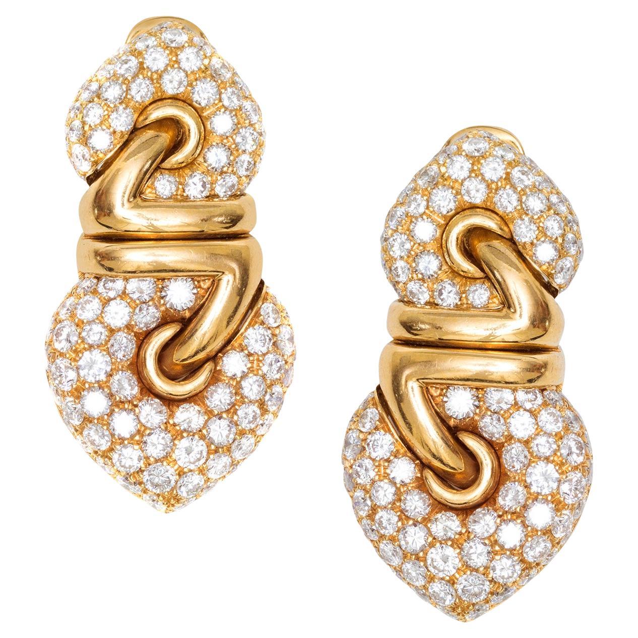 Bulgari Doppio Diamond Earrings For Sale