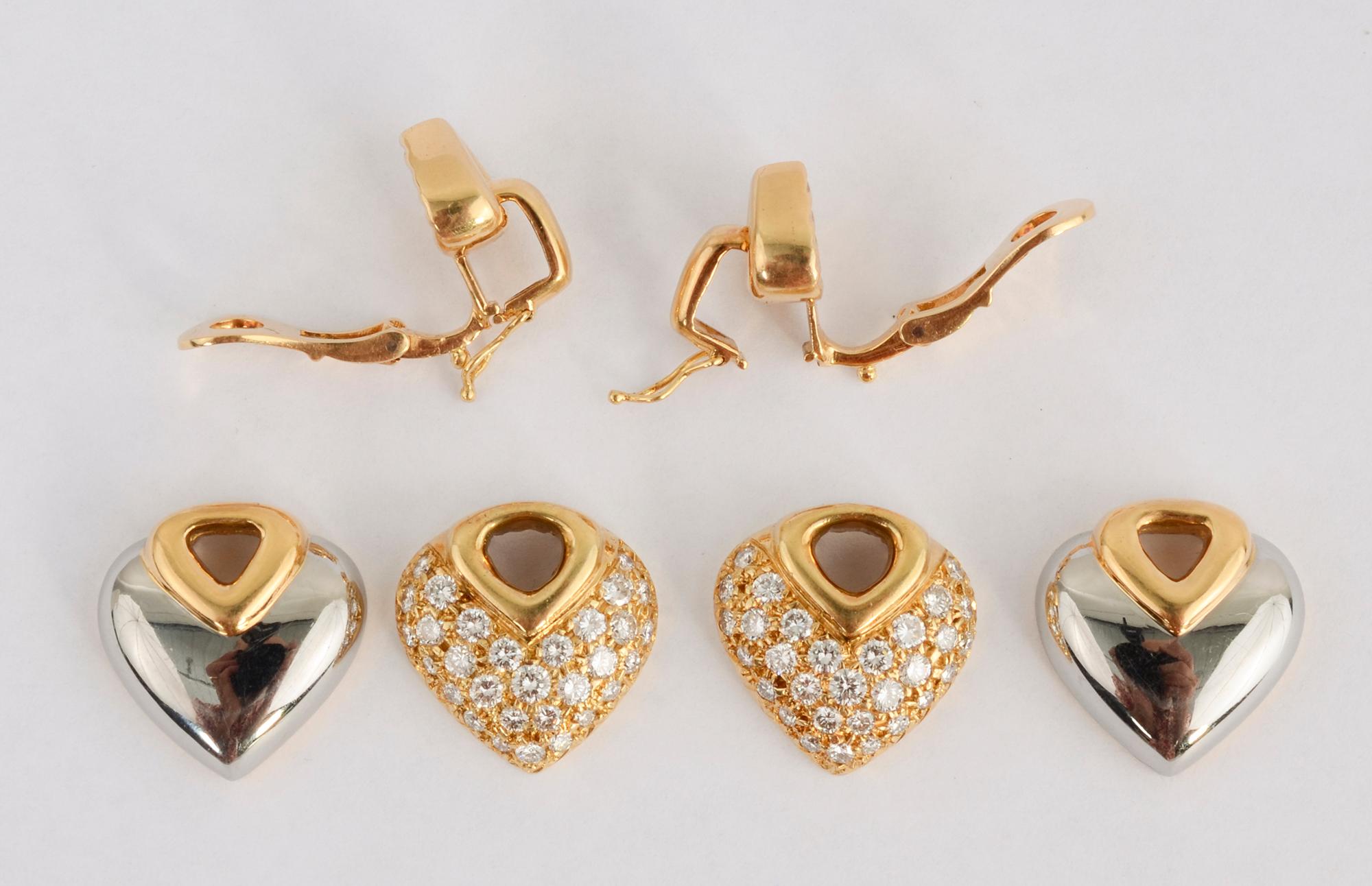 Modern Bulgari Doppio Diamond Earrings with Additional Drops