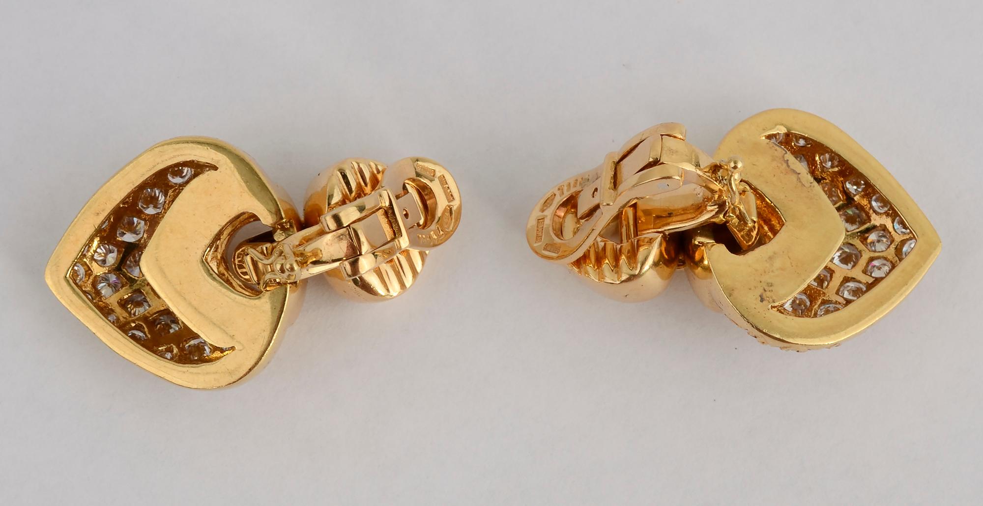Women's or Men's Bulgari Doppio Diamond Earrings with Additional Drops