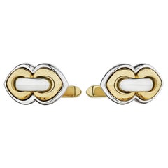 Bulgari Doppio Modernist Bi-Colored Gold Cufflinks