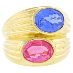 Bulgari Doppio Pink and Blue Sapphire Ring