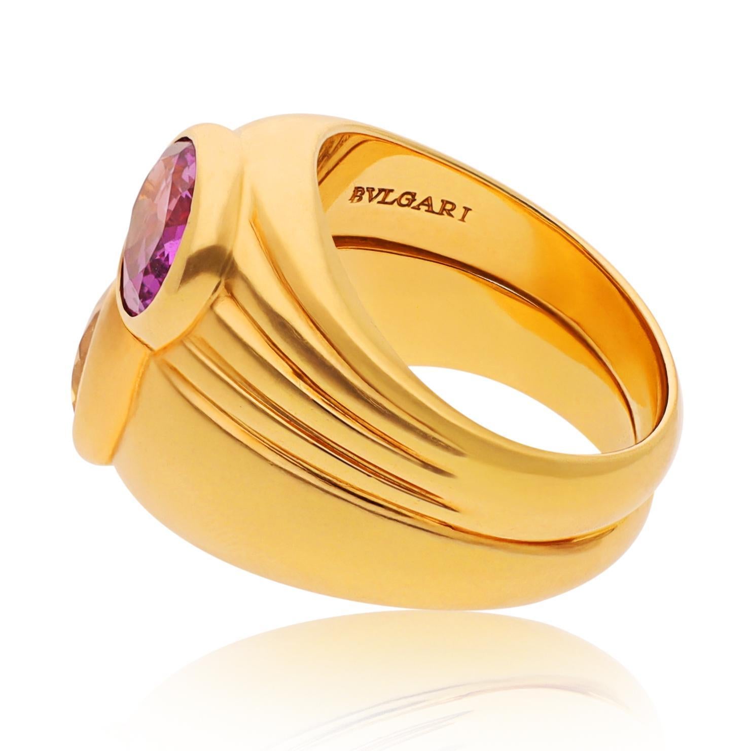 Oval Cut BULGARI Doppio Pink and Yellow Sapphire Ring