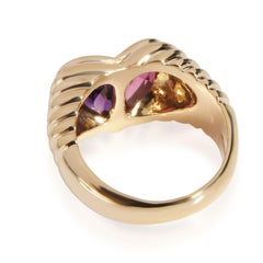 Bulgari Doppio Pink Tourmaline & Amethyst Heart Ring in 18K Yellow Gold