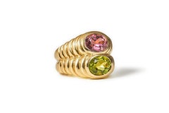 Bulgari Doppio Ring mit Turmalin und Peridot, um 1980