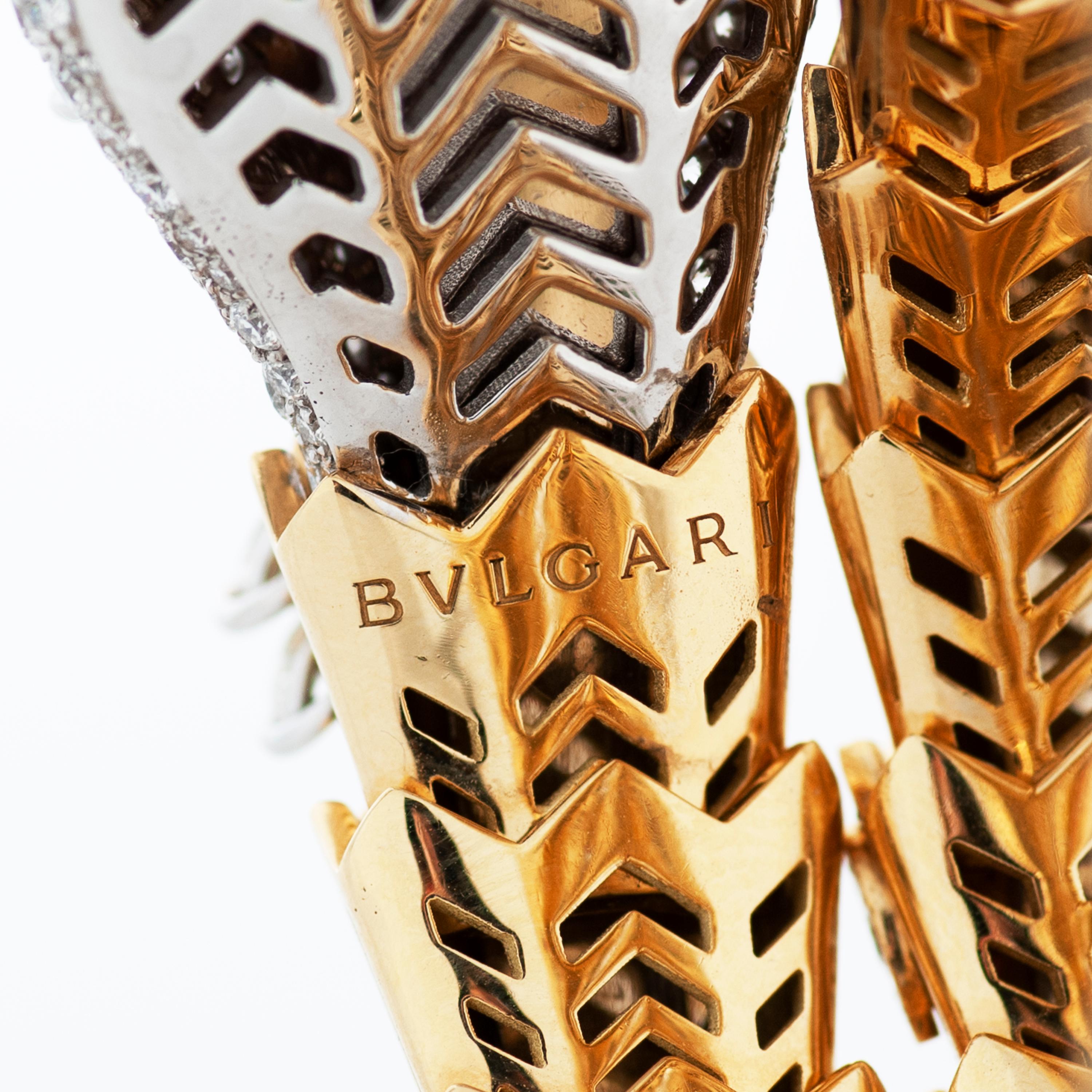 Marquise Cut Bulgari Double Coil Diamond & Ruby Serpenti Snake Bracelet in 18ky & 18kw Gold