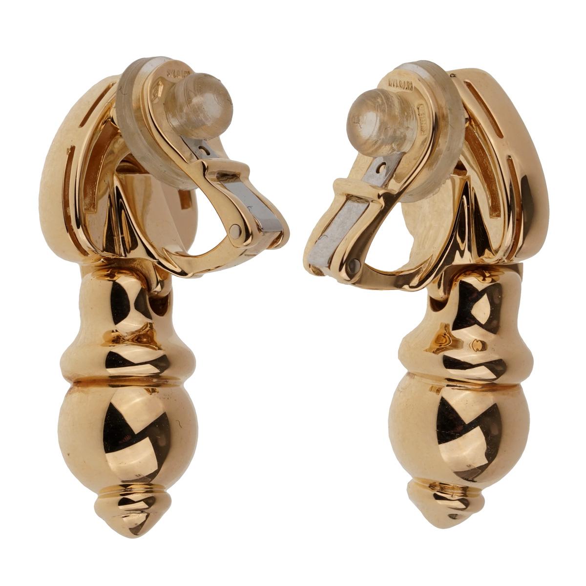 Bulgari Drop Gold Earrings In Good Condition In Feasterville, PA
