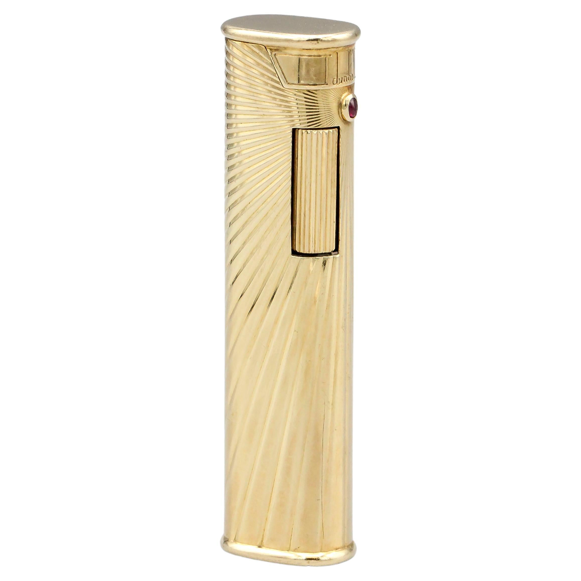 Bulgari Dunhill Midcentury Ruby 18 Karat Gold Lighter For Sale