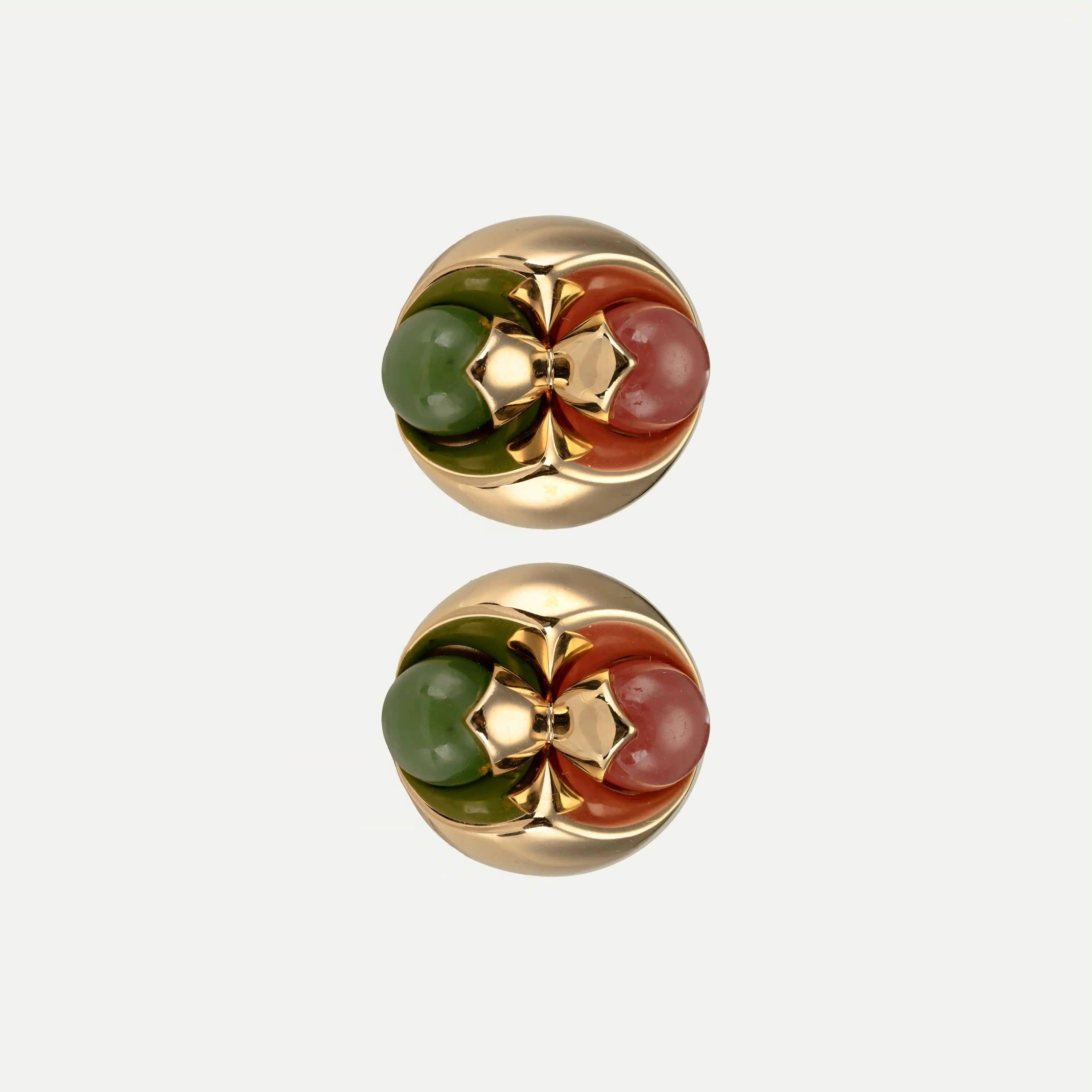 Women's Bulgari Earrings with Chrysoprase and Rhodochrosite For Sale