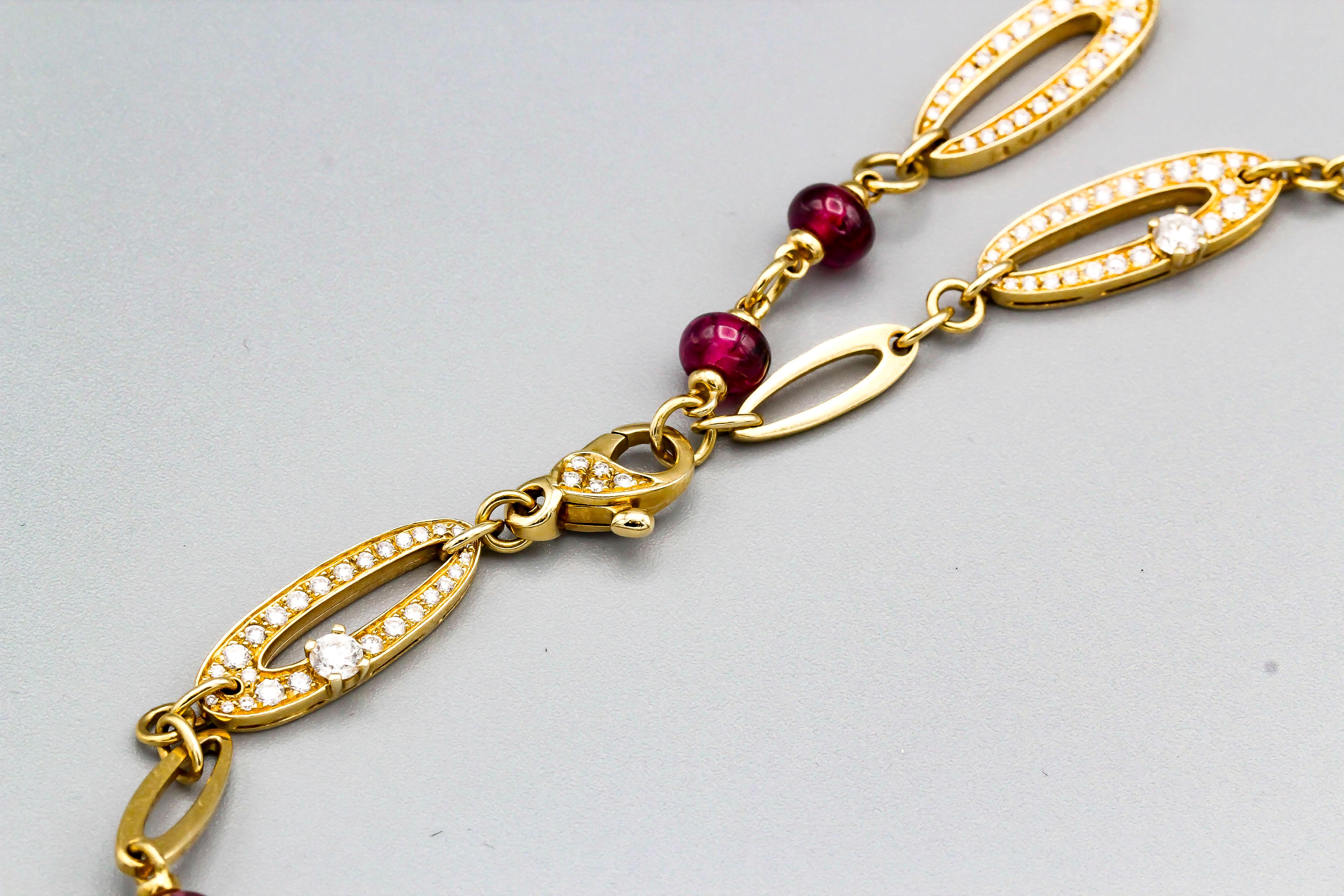 Women's Bulgari Elisia Amethyst Rubellite Diamond 18 Karat Gold Necklace