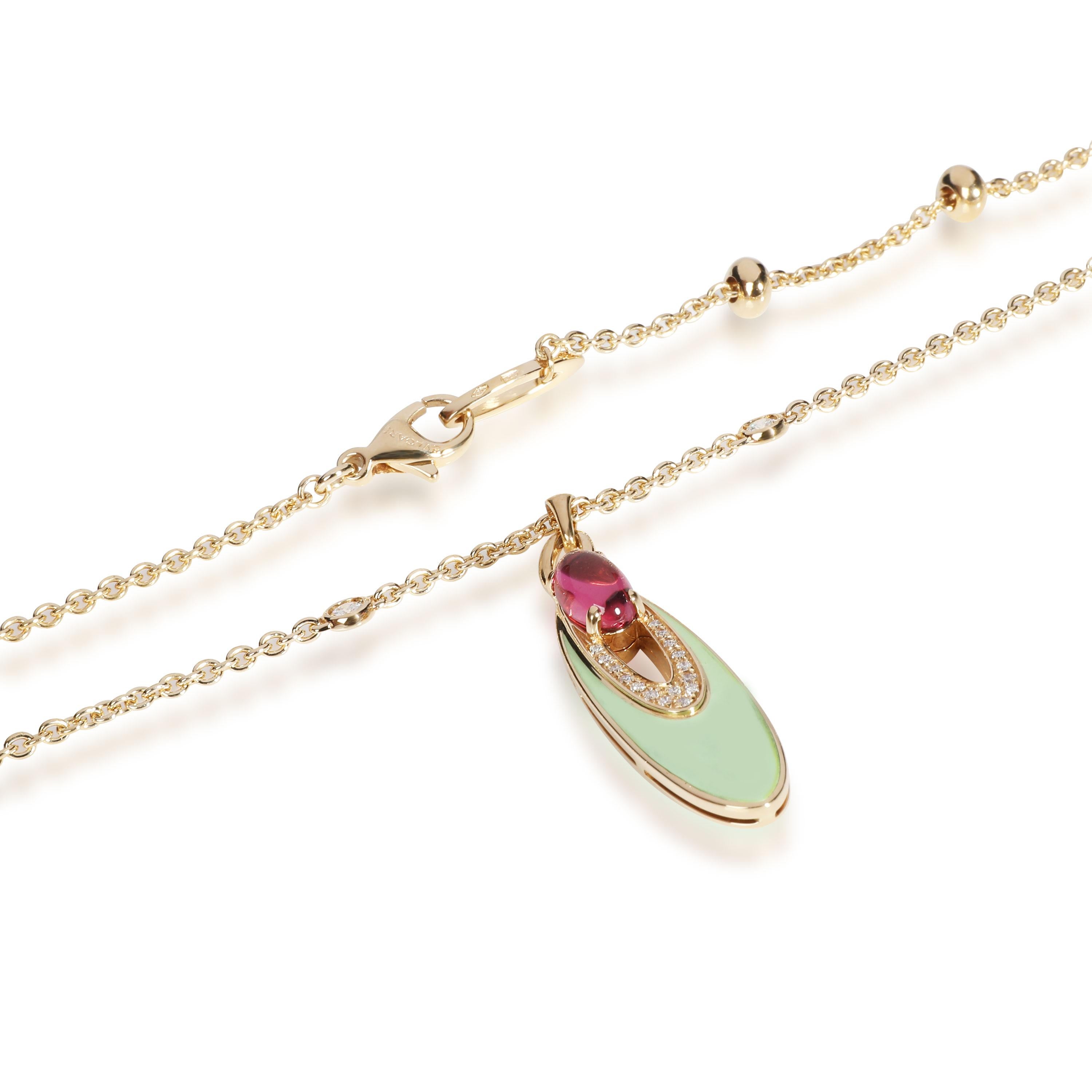 Bulgari Elisia Pendant with Tourmaline & Diamonds in 18k Yellow Gold 0.50 CTW In Excellent Condition In New York, NY