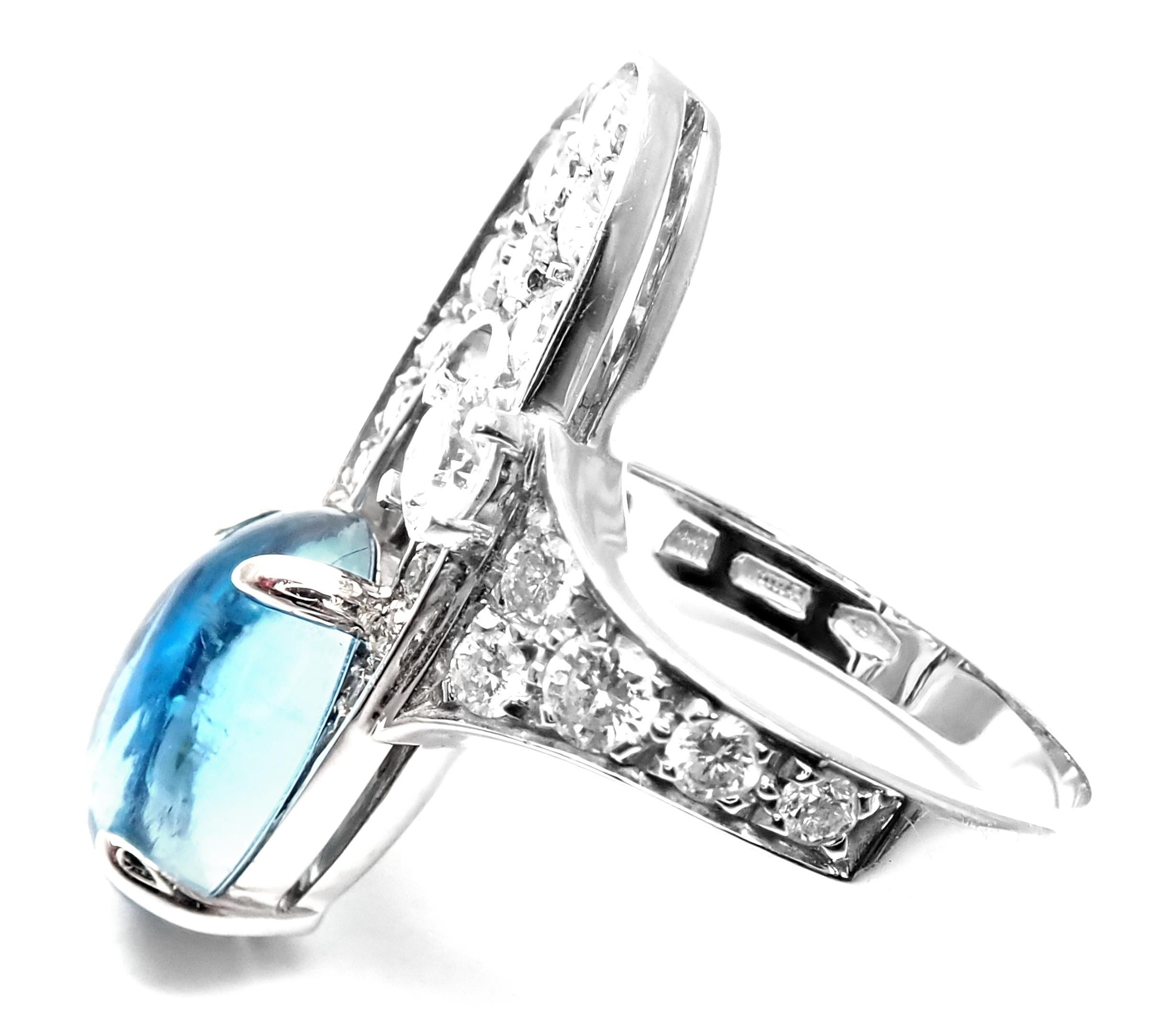 Bulgari Bague Elysia en or blanc avec topaze bleue et diamants Unisexe en vente