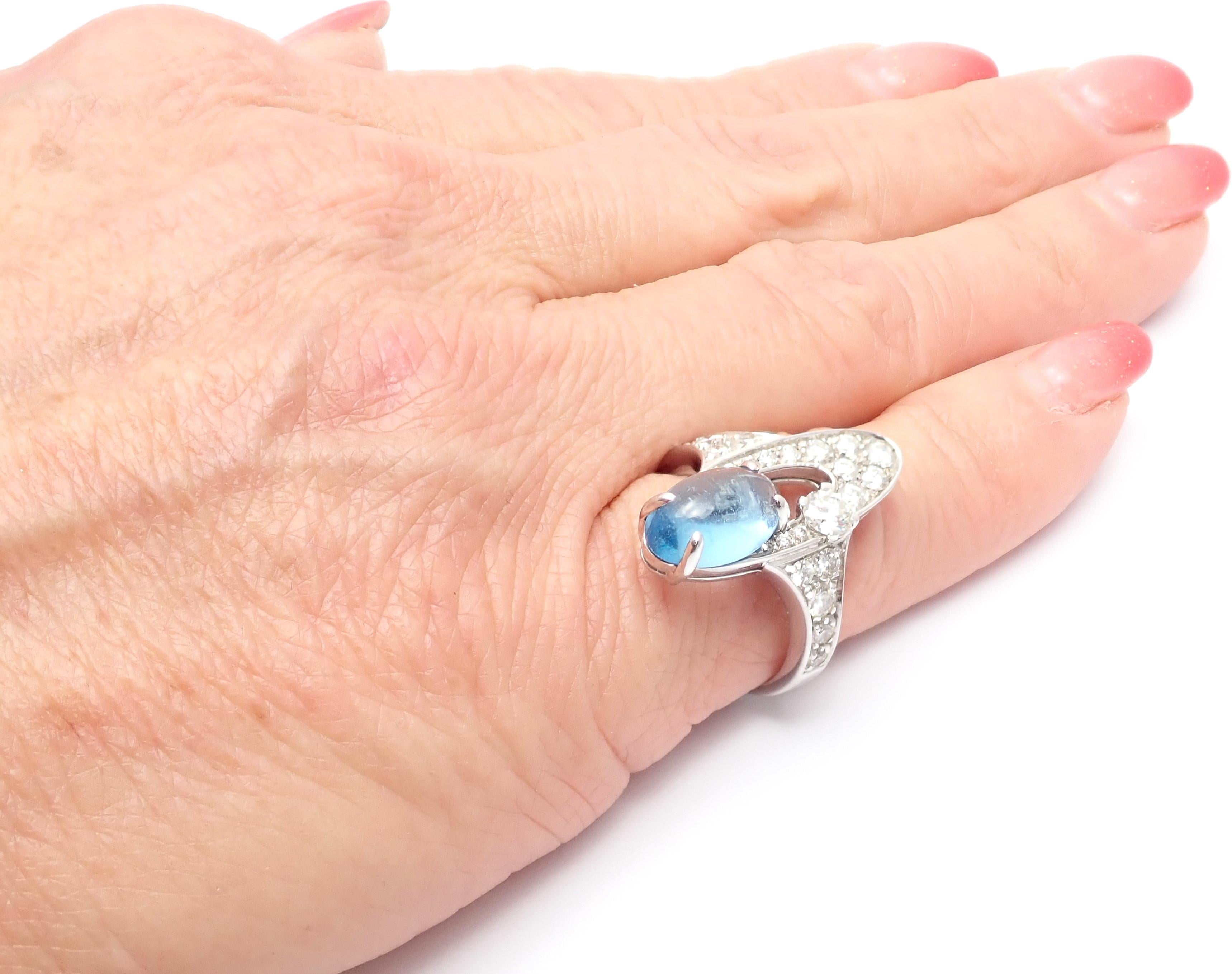 Bulgari Elysia Diamond Blue Topaz White Gold Ring For Sale 1