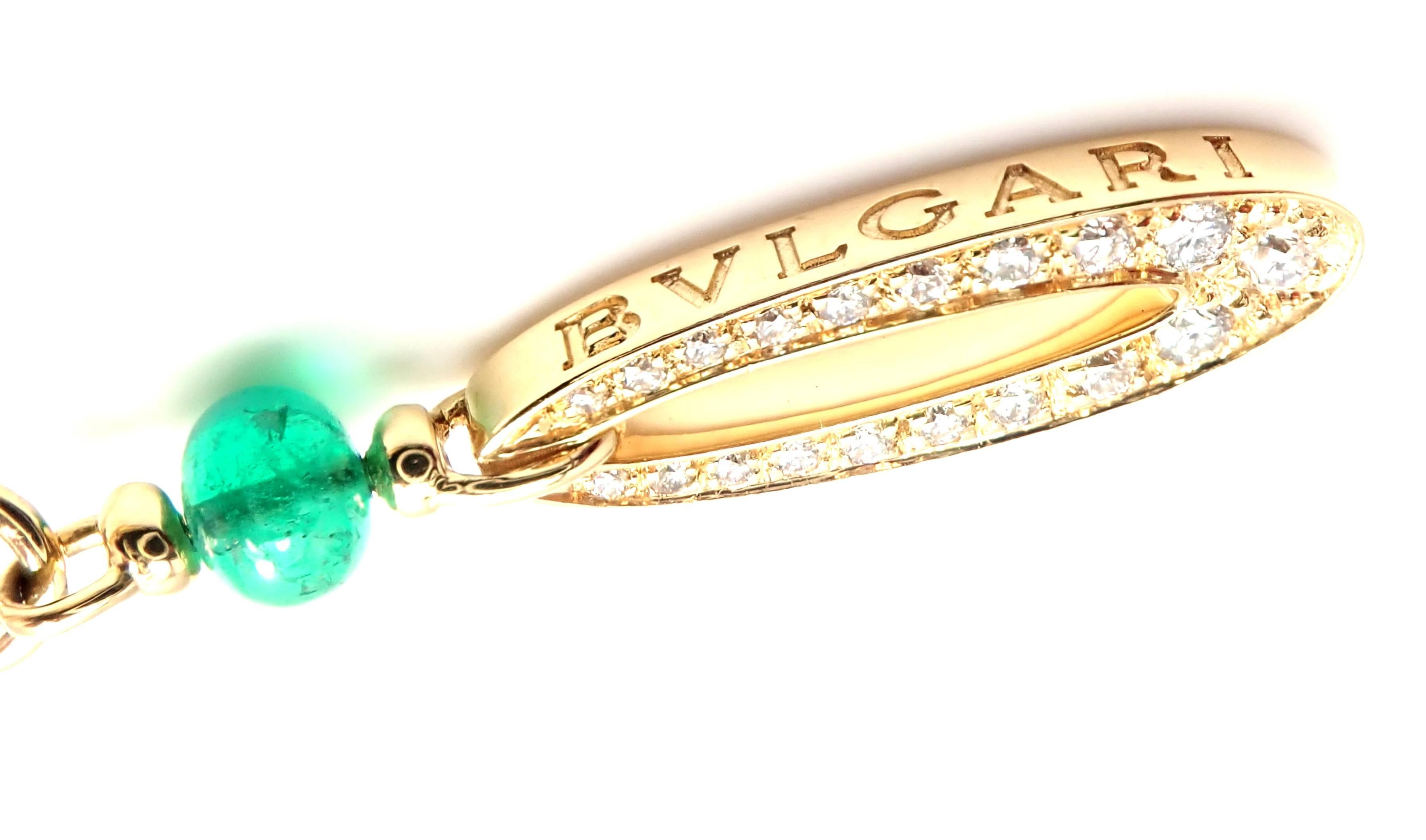Bulgari Elysia Diamond Multi-Color Sapphire Emerald Yellow Gold Necklace In New Condition In Holland, PA